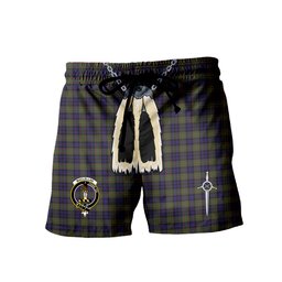 ScotsTee Shop Scottish MacLellan Modern Clan Crest Men's Highland Kilt Sporran Tartan Shorts