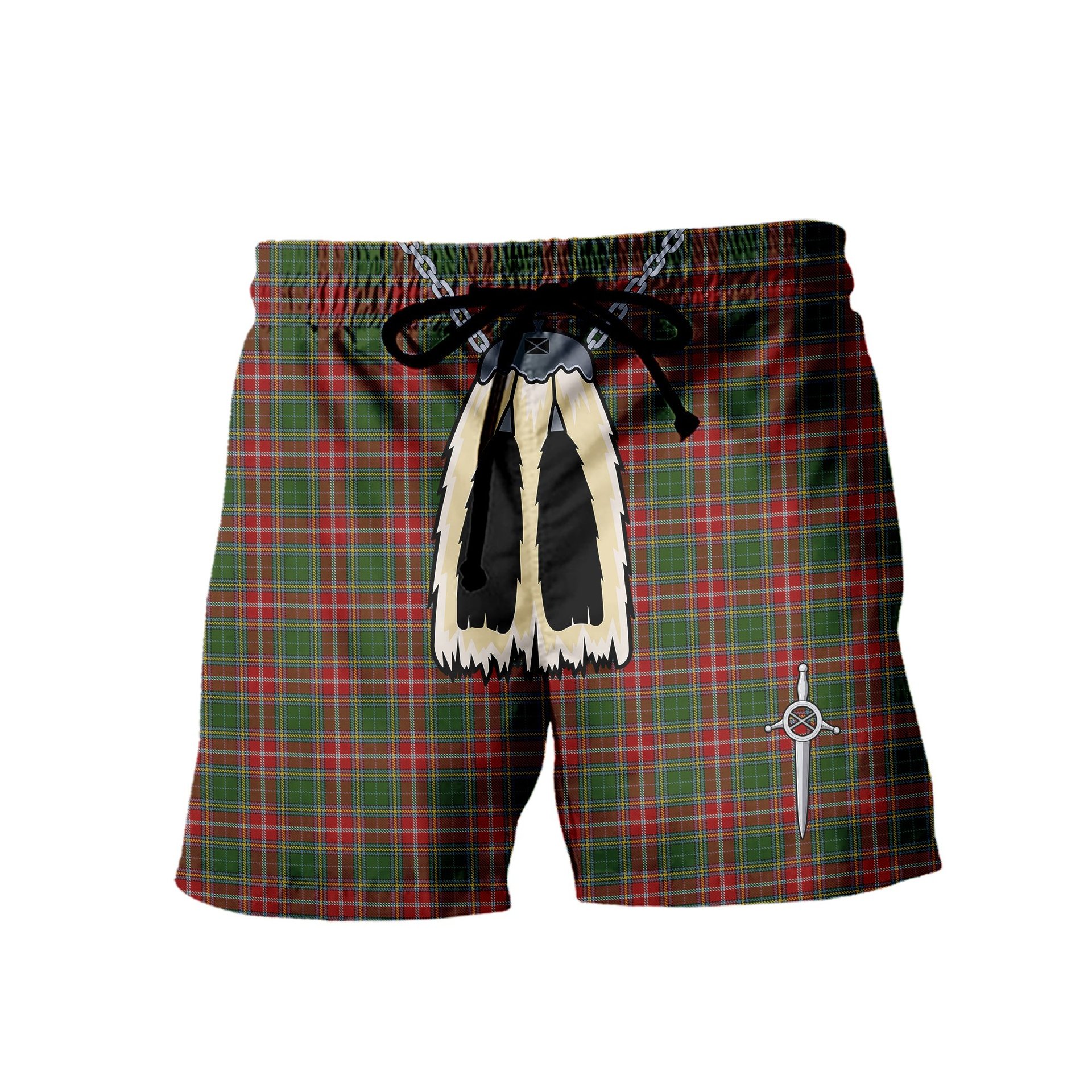 ScotsTee Shop Scottish MacWhirter Men's Highland Kilt Sporran Tartan Shorts
