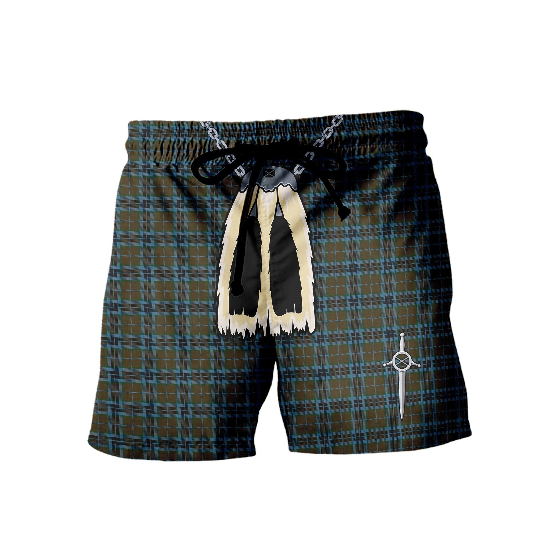 ScotsTee Shop Scottish Thompson Hunting Men's Highland Kilt Sporran Tartan Shorts