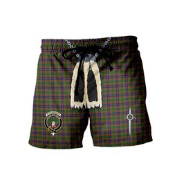 ScotsTee Shop Scottish Stephenson Old Clan Crest Men's Highland Kilt Sporran Tartan Shorts