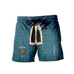 ScotsTee Shop Scottish Sutherland Hunting Ancient Clan Crest Men's Highland Kilt Sporran Tartan Shorts