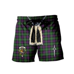 ScotsTee Shop Scottish Martin Hunting Clan Crest Men's Highland Kilt Sporran Tartan Shorts