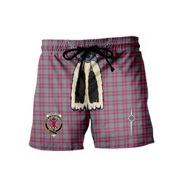 ScotsTee Shop Scottish Crawford Ancient Clan Crest Men's Highland Kilt Sporran Tartan Shorts