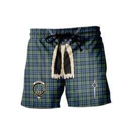 ScotsTee Shop Scottish MacKinlay Ancient Clan Crest Men's Highland Kilt Sporran Tartan Shorts