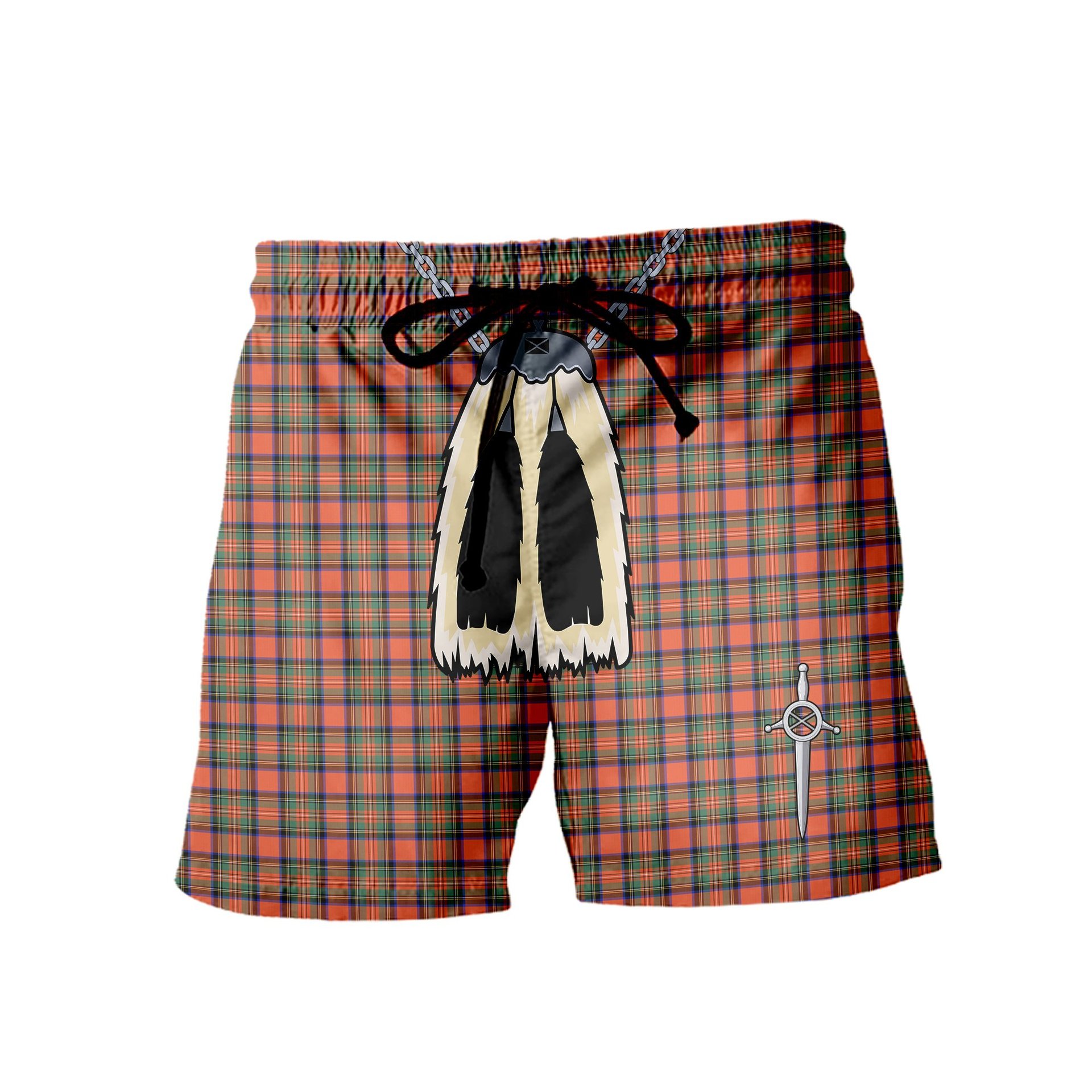 ScotsTee Shop Scottish Stewart Royal Ancient Men's Highland Kilt Sporran Tartan Shorts