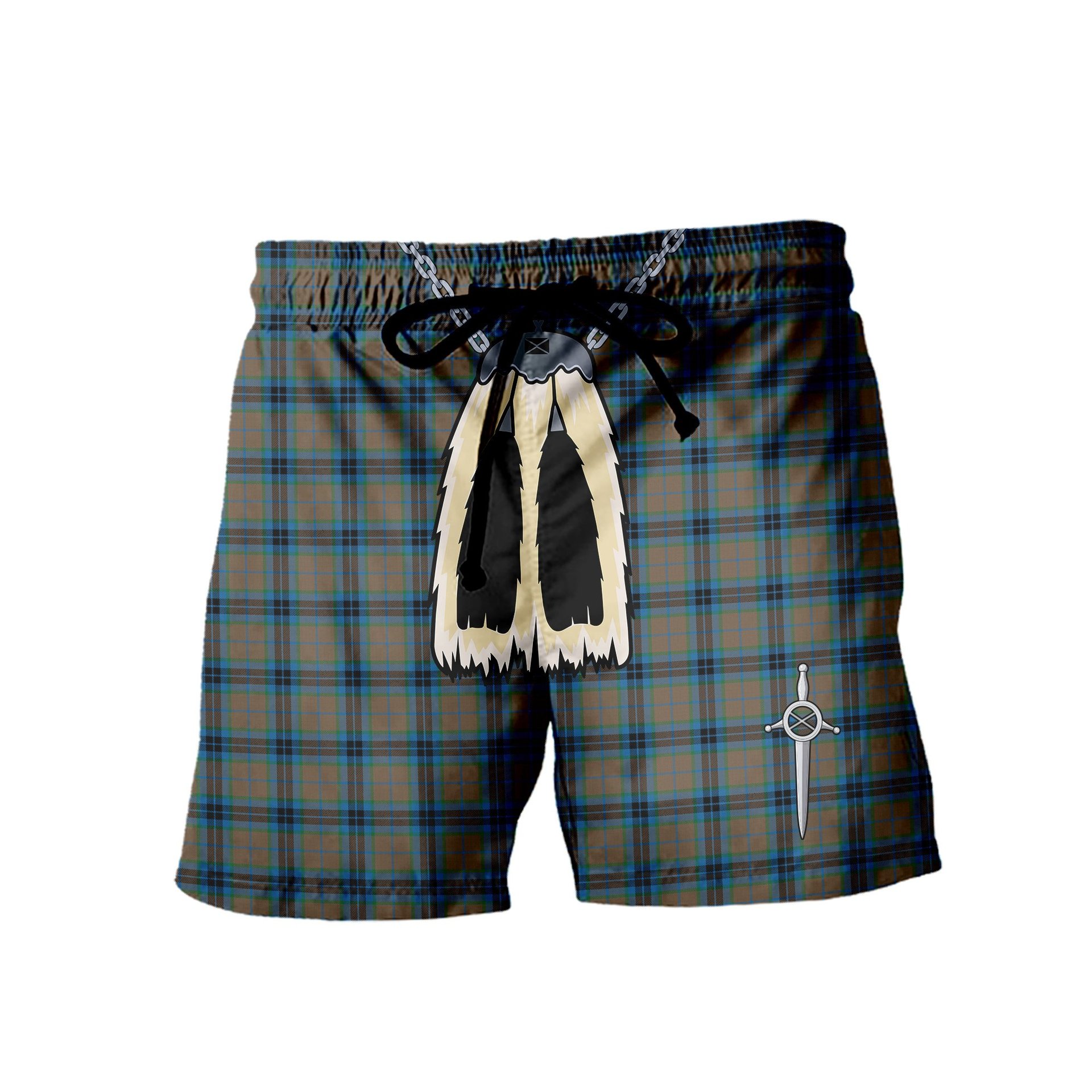 ScotsTee Shop Scottish Thomson Hunting Ancient Men's Highland Kilt Sporran Tartan Shorts