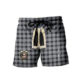 ScotsTee Shop Scottish Menzies Black Dress Clan Crest Men's Highland Kilt Sporran Tartan Shorts