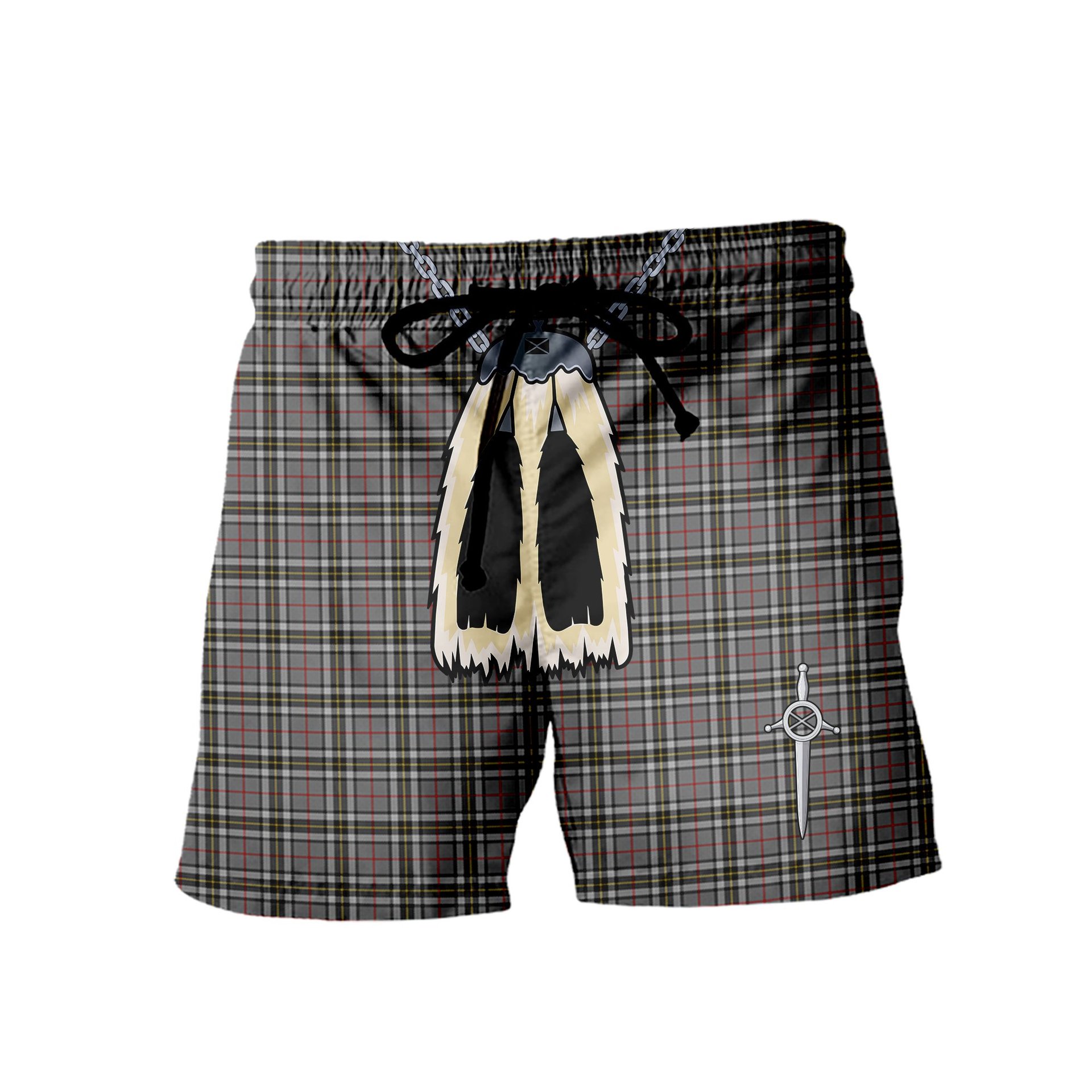 ScotsTee Shop Scottish Thomson Dress Grey Men's Highland Kilt Sporran Tartan Shorts