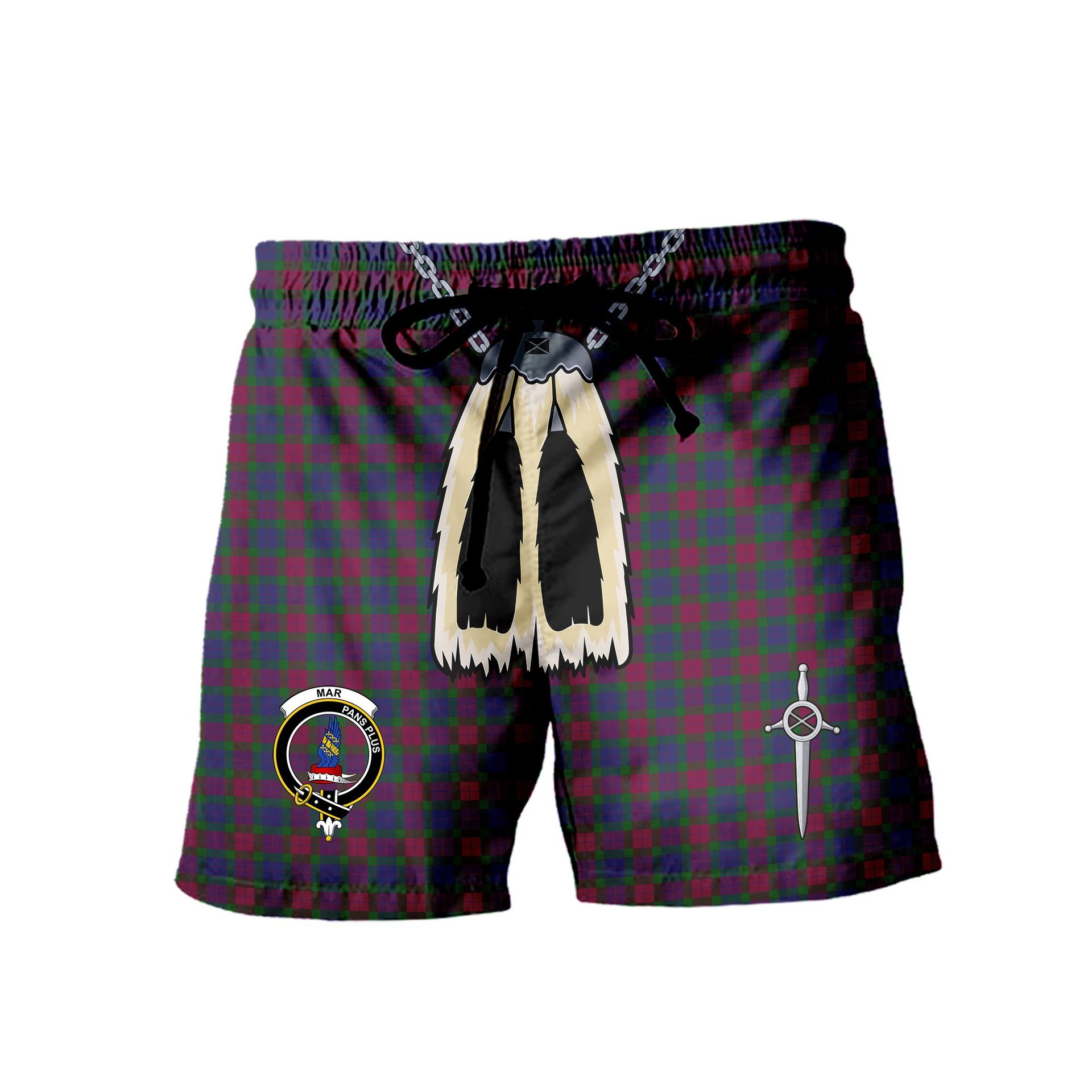 ScotsTee Shop Scottish Mar Dress Clan Crest Men's Highland Kilt Sporran Tartan Shorts