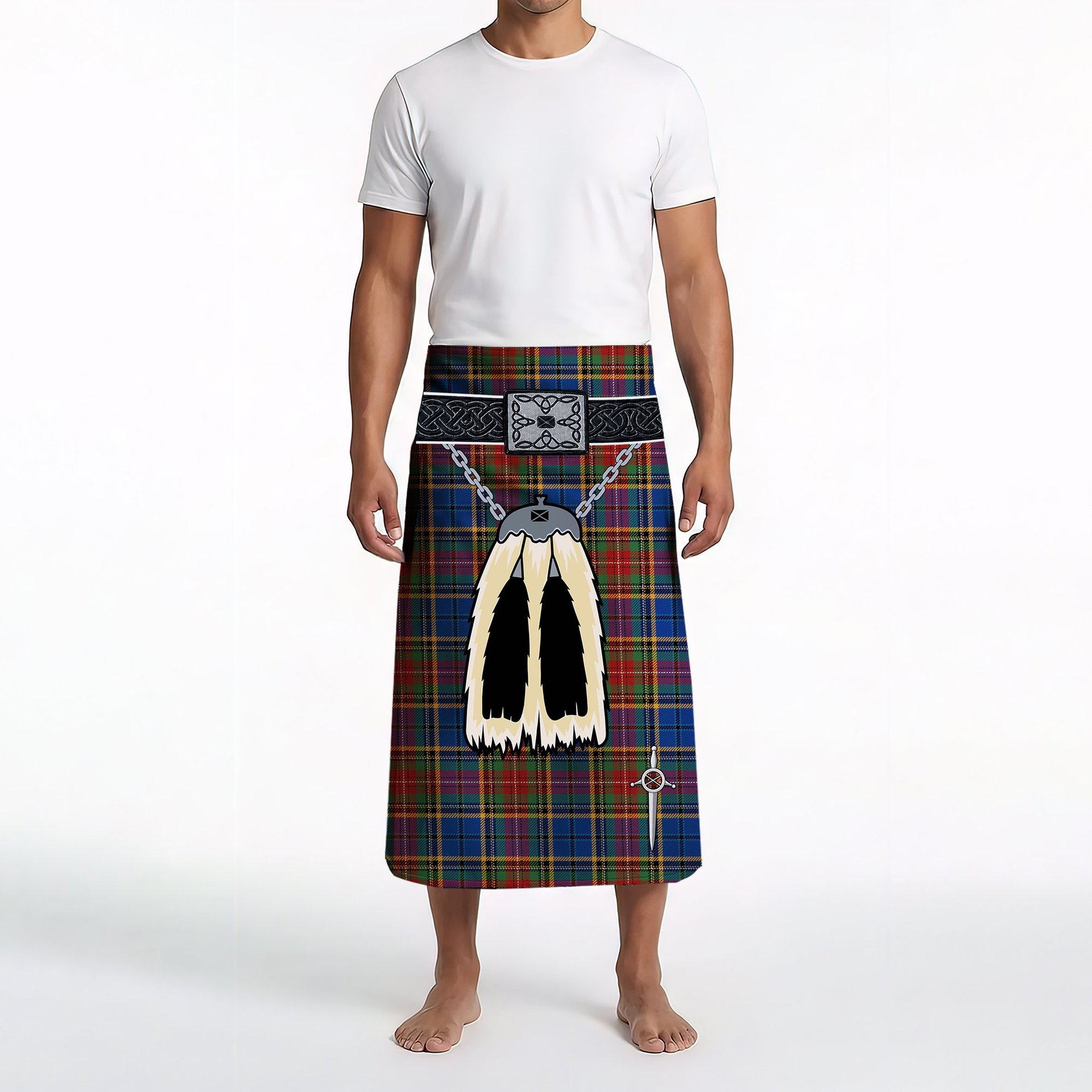 ScotsTee Shop Scottish Beattie (Beatty) Modern Clan Highland Kilt Sporran Tartan Beach Towel