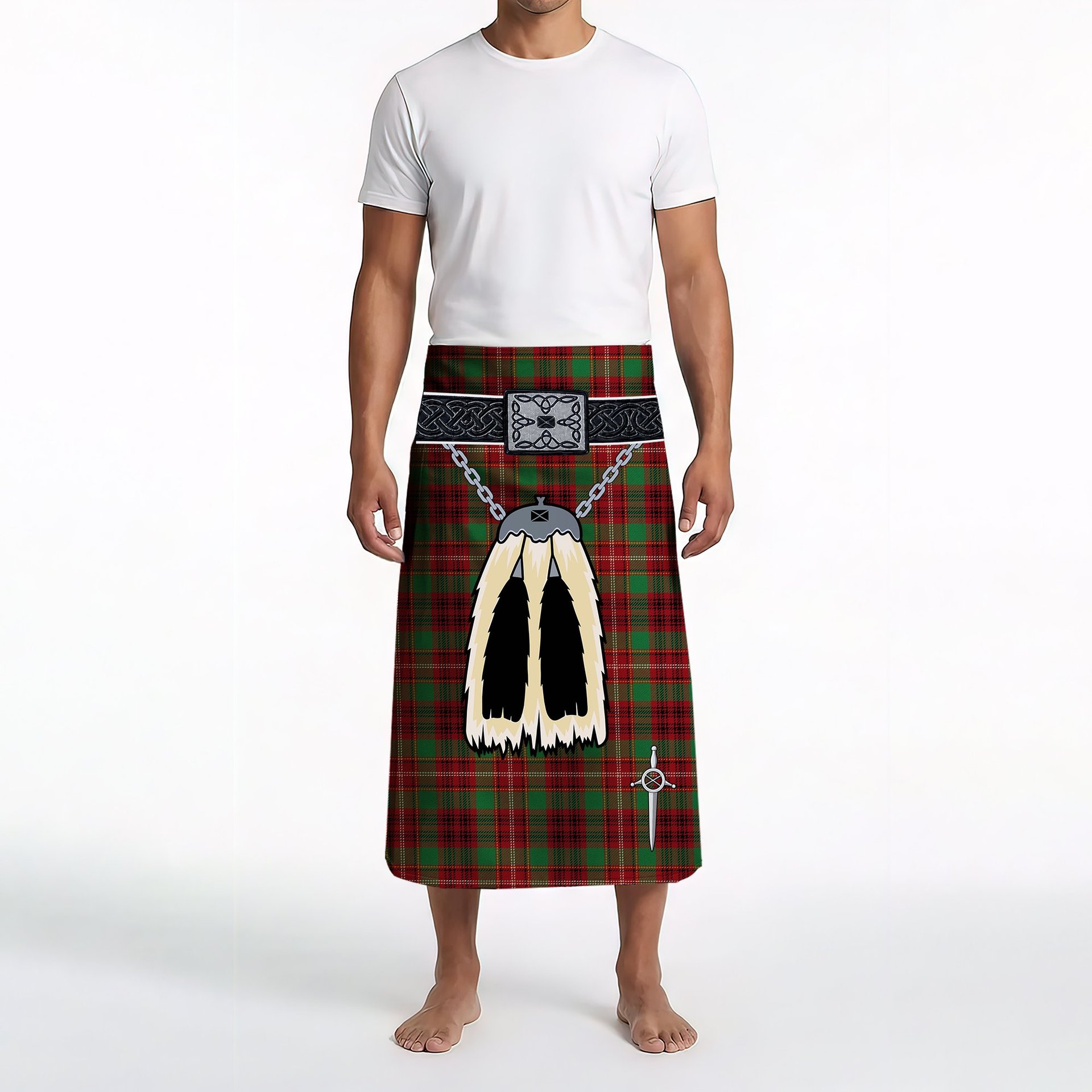 ScotsTee Shop Scottish Ainslie Ancient Clan Highland Kilt Sporran Tartan Beach Towel