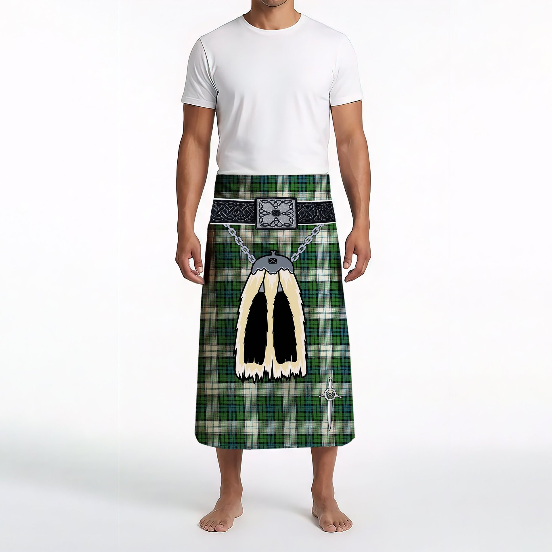 ScotsTee Shop Scottish Black Watch Dress Ancient Clan Highland Kilt Sporran Tartan Beach Towel
