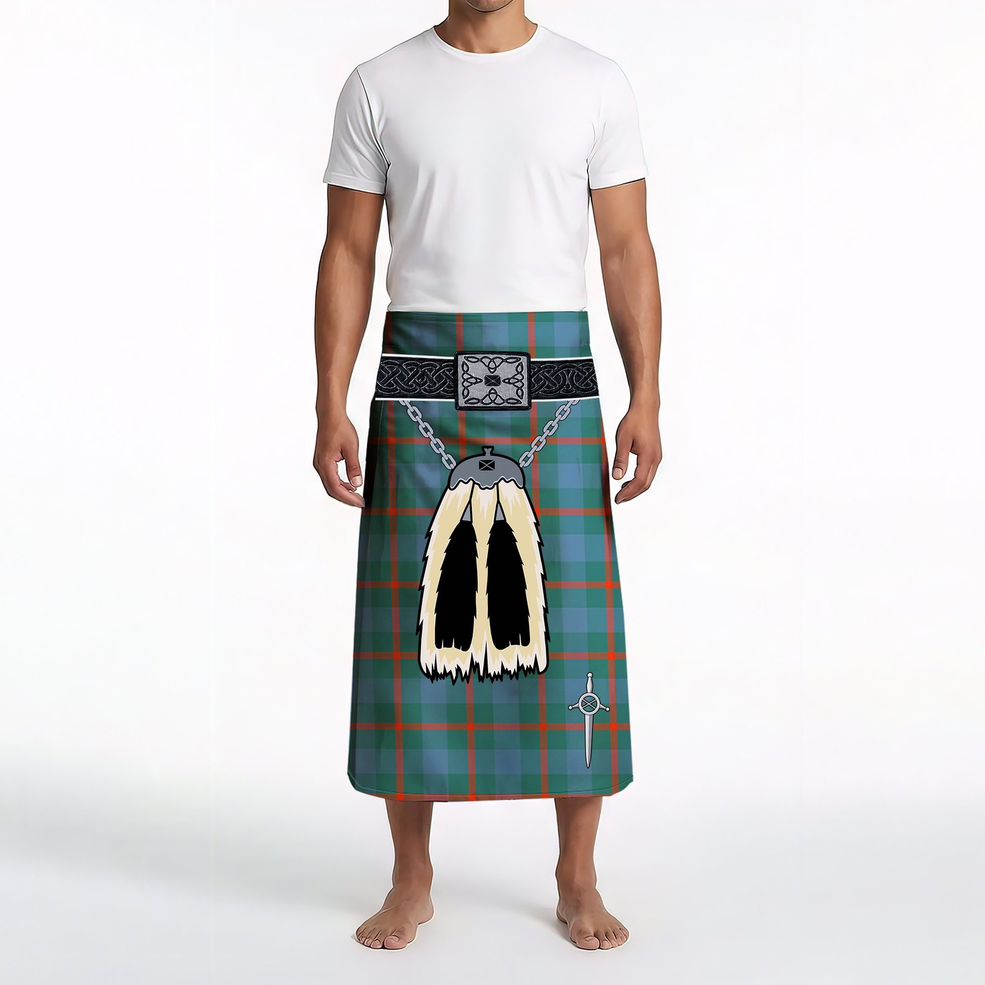 ScotsTee Shop Scottish Agnew Ancient Clan Highland Kilt Sporran Tartan Beach Towel