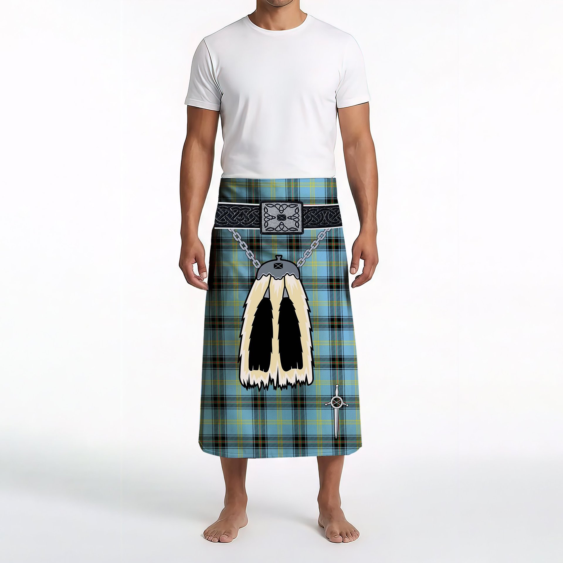 ScotsTee Shop Scottish Bell of the Borders Modern Clan Highland Kilt Sporran Tartan Beach Towel