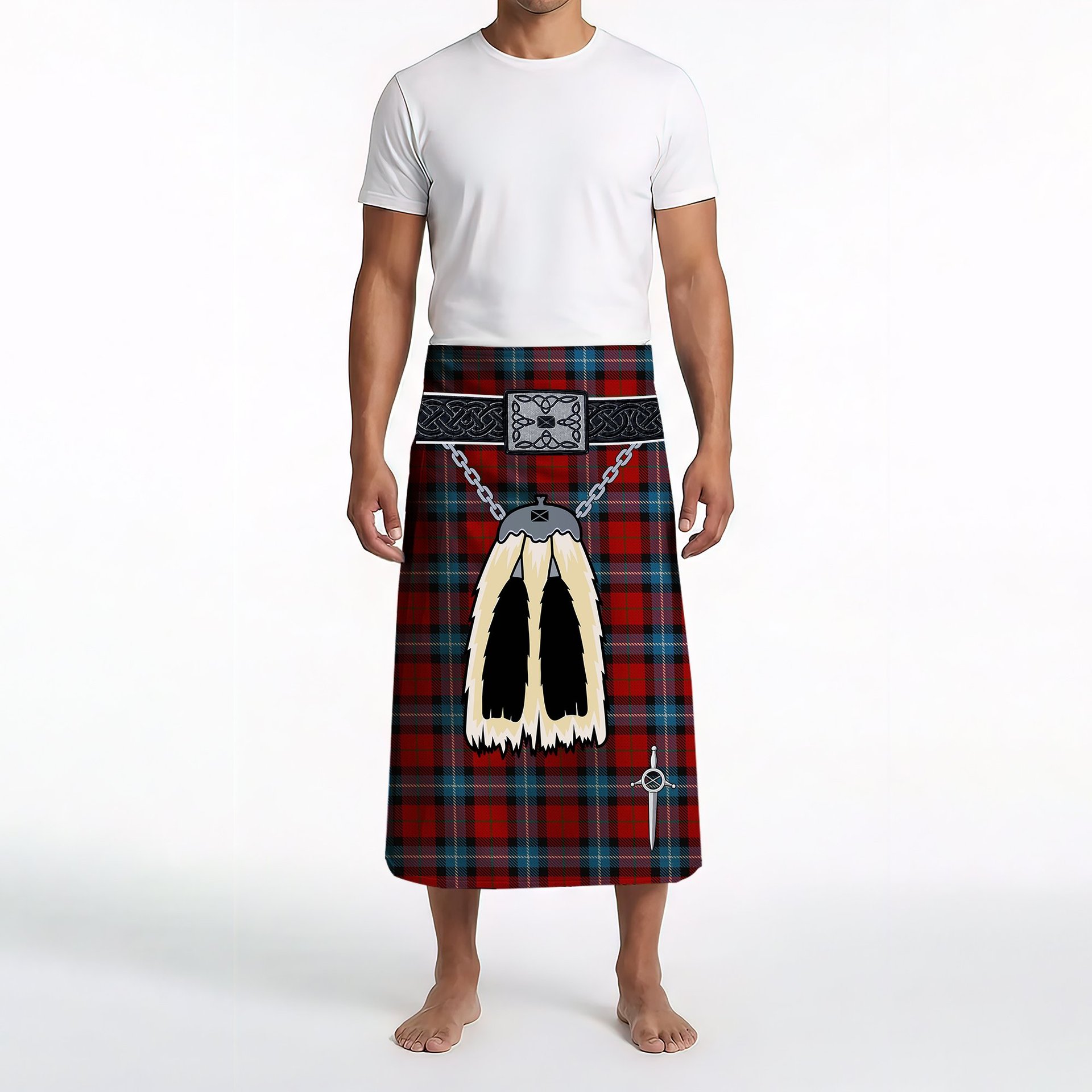 ScotsTee Shop Scottish Baillie of Polkemmet Red Clan Highland Kilt Sporran Tartan Beach Towel