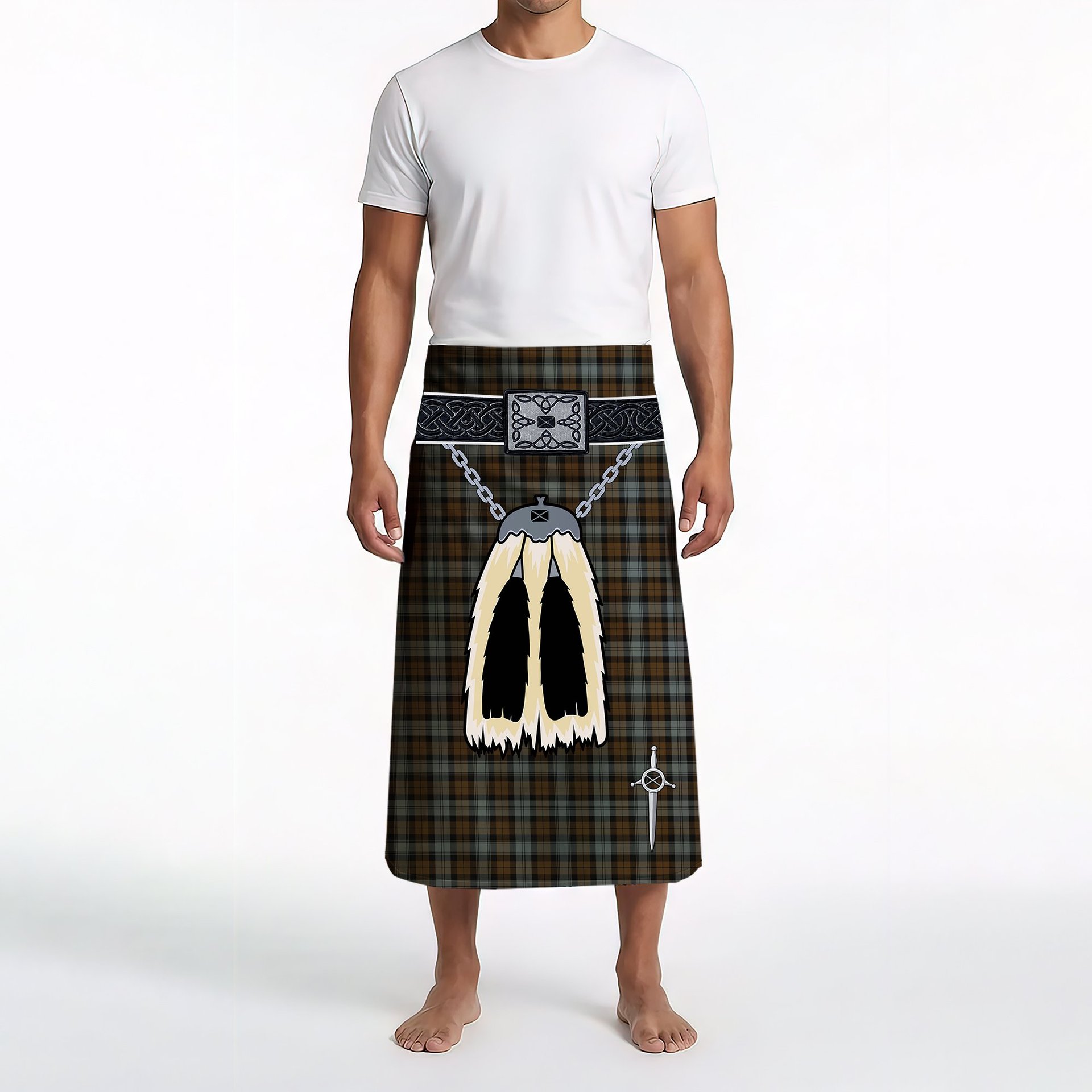 ScotsTee Shop Scottish BlackWatch Weathered Clan Highland Kilt Sporran Tartan Beach Towel