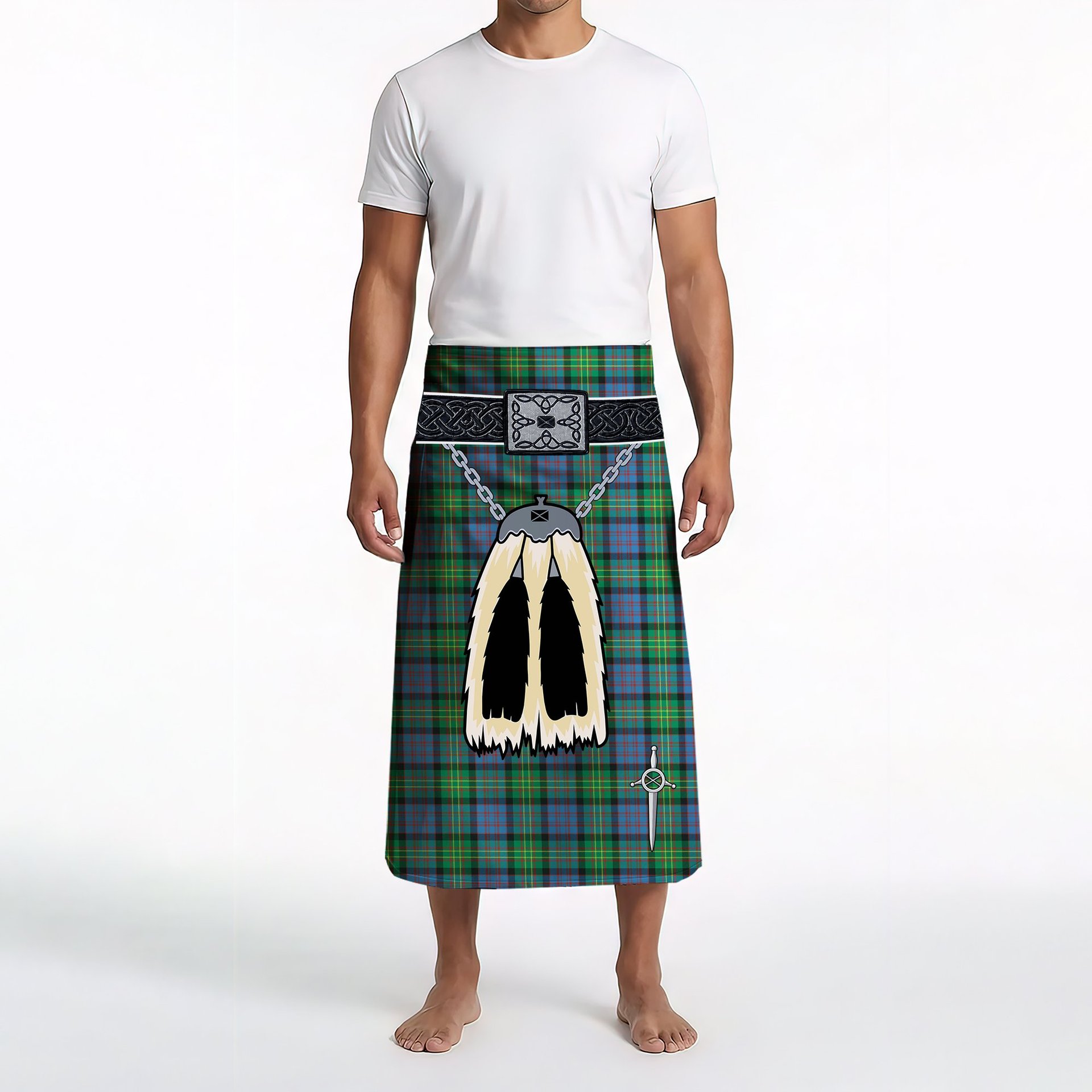 ScotsTee Shop Scottish Bowie Ancient Clan Highland Kilt Sporran Tartan Beach Towel
