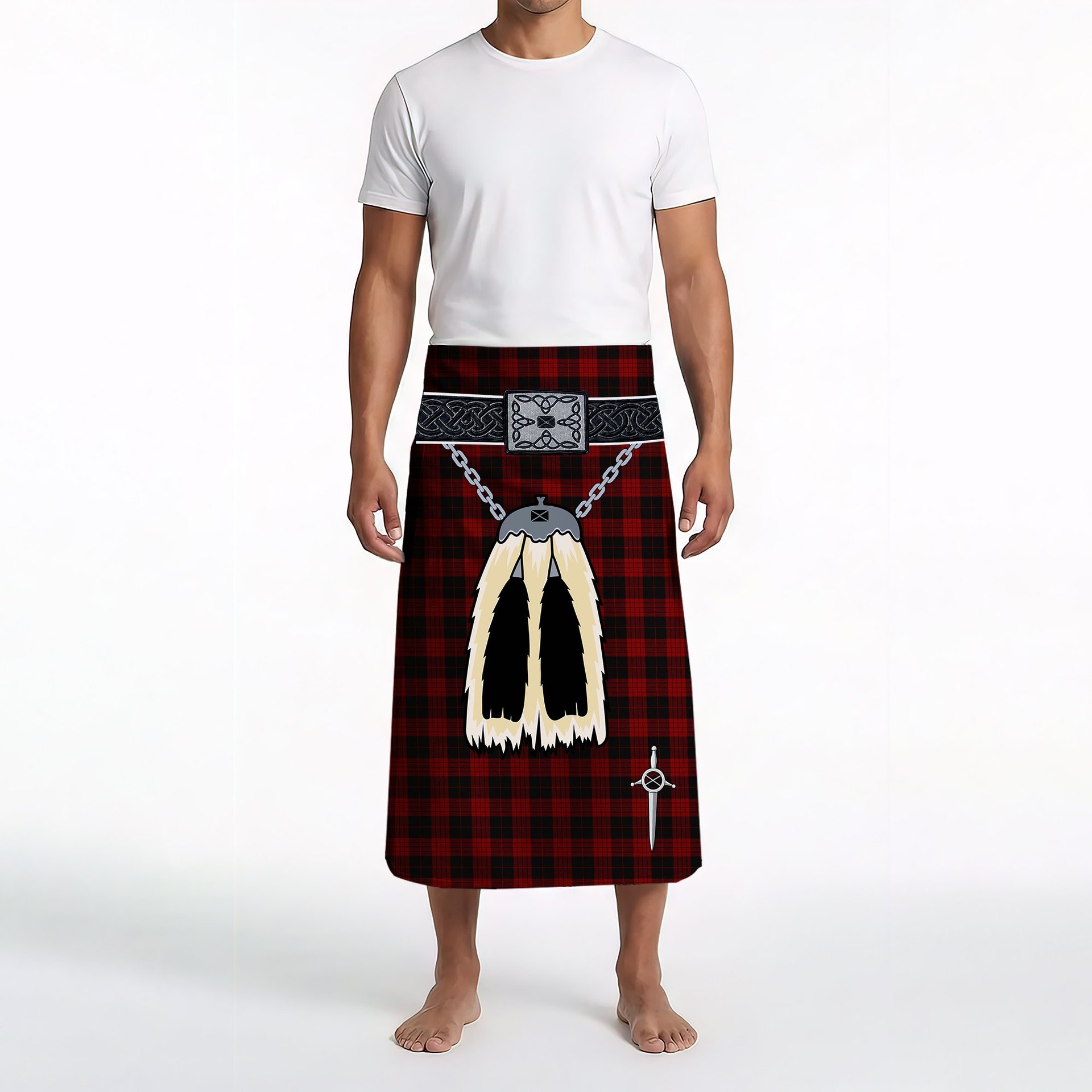 ScotsTee Shop Scottish Cameron Black and Red Clan Highland Kilt Sporran Tartan Beach Towel