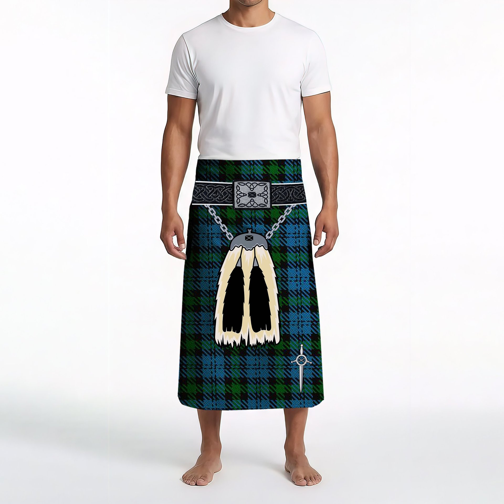ScotsTee Shop Scottish Campbell of Glenlyon Clan Highland Kilt Sporran Tartan Beach Towel