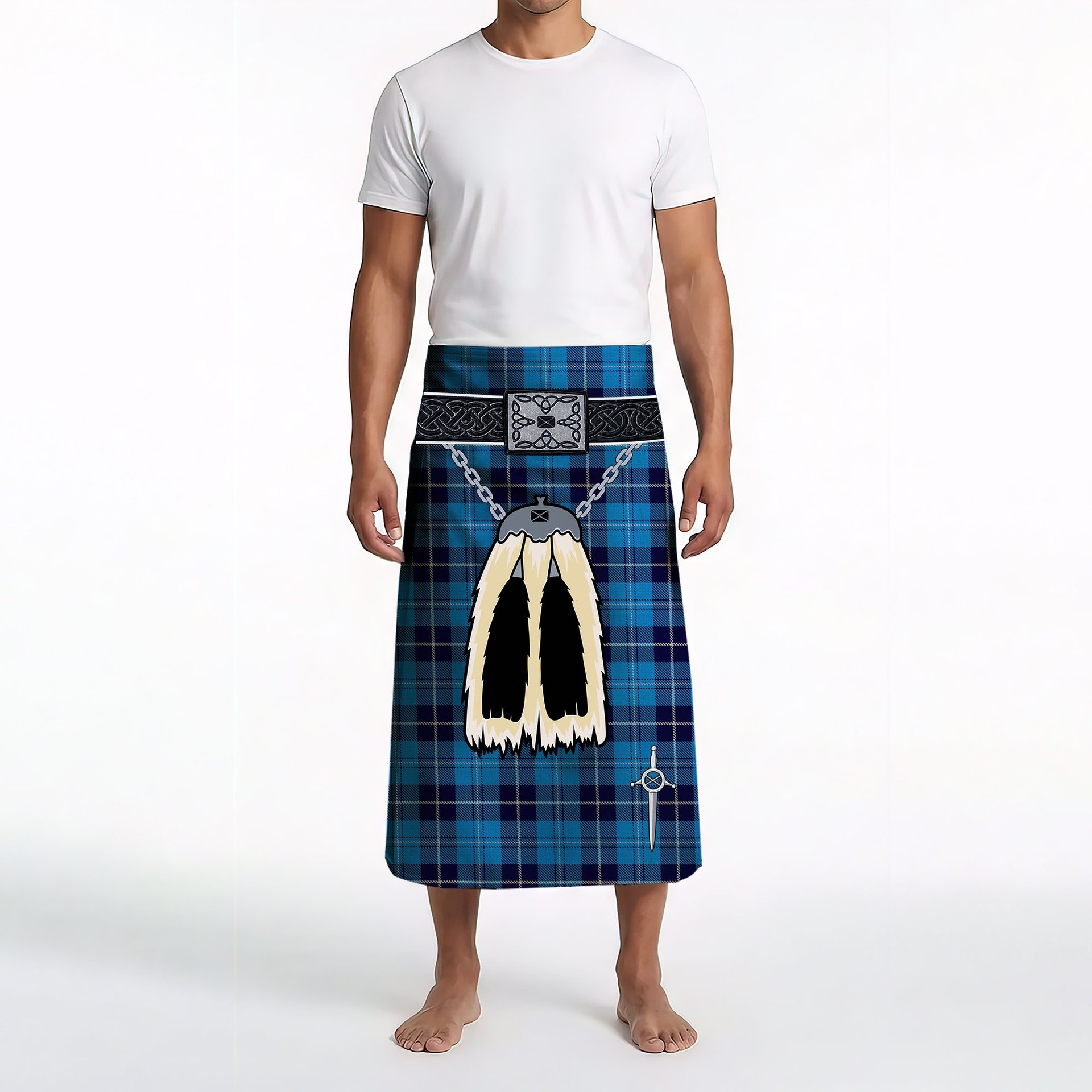 ScotsTee Shop Scottish Douglas Variation Clan Highland Kilt Sporran Tartan Beach Towel