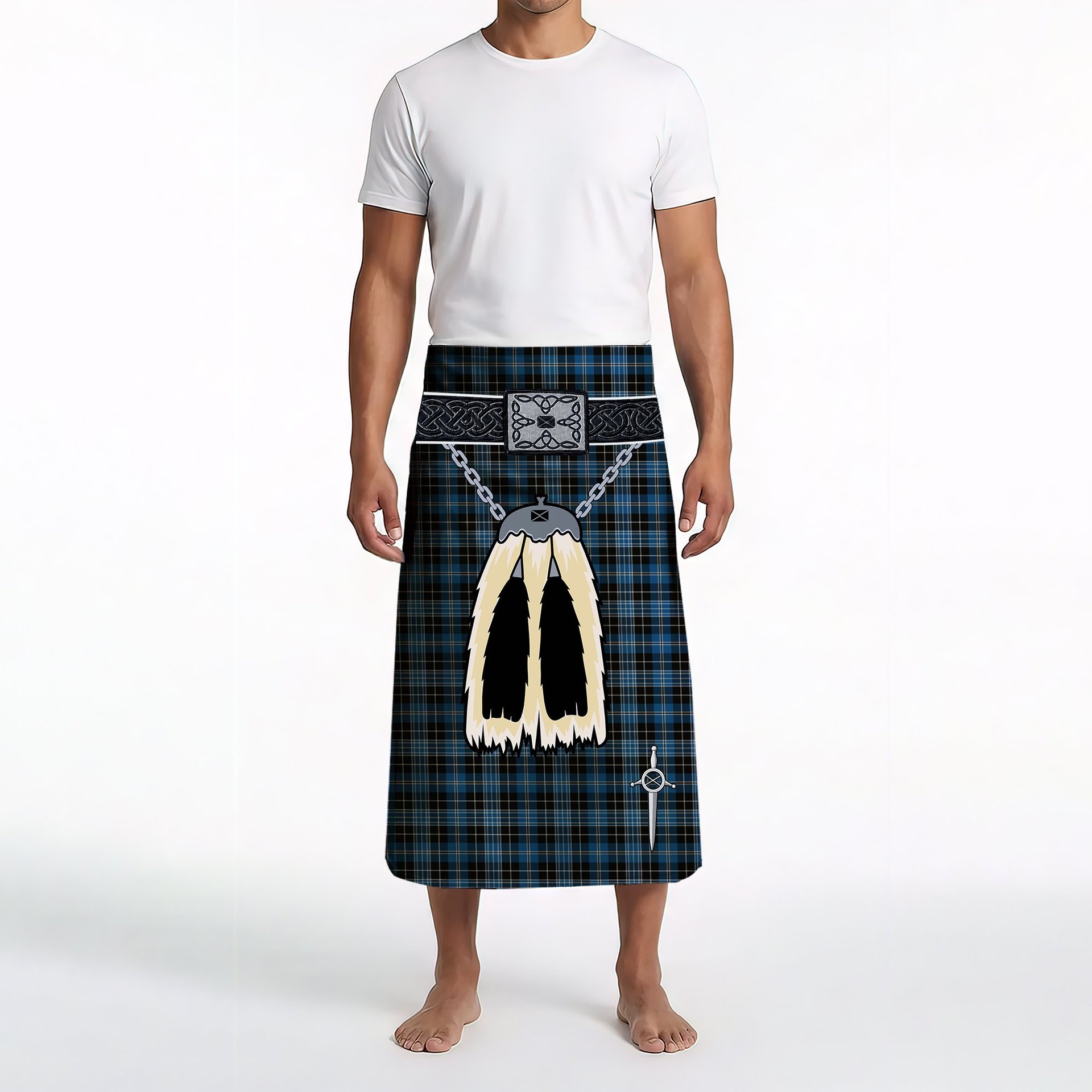 ScotsTee Shop Scottish Clergy Blue Clan Highland Kilt Sporran Tartan Beach Towel