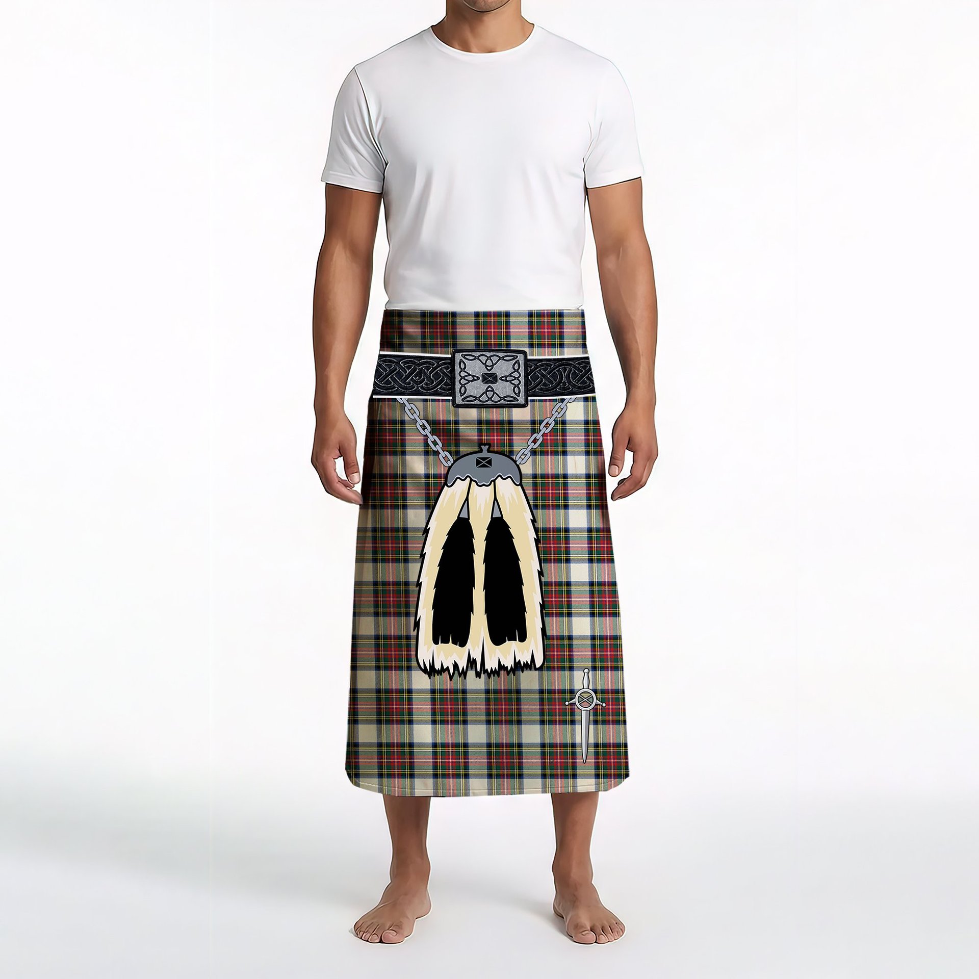 ScotsTee Shop Scottish Dennistoun Clan Highland Kilt Sporran Tartan Beach Towel