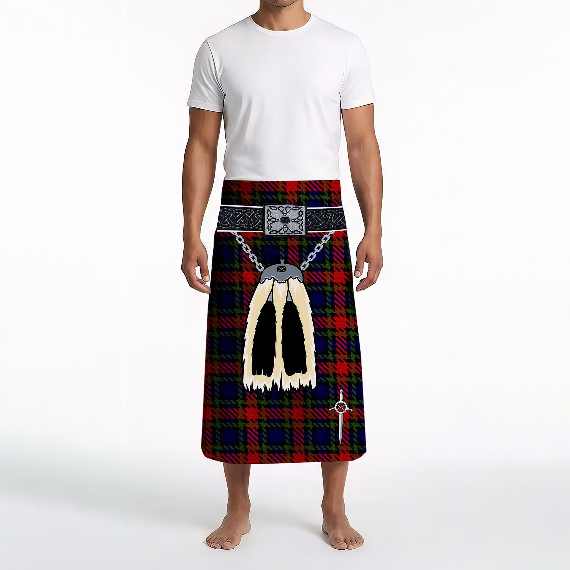 ScotsTee Shop Scottish Clarke Red Clan Highland Kilt Sporran Tartan Beach Towel