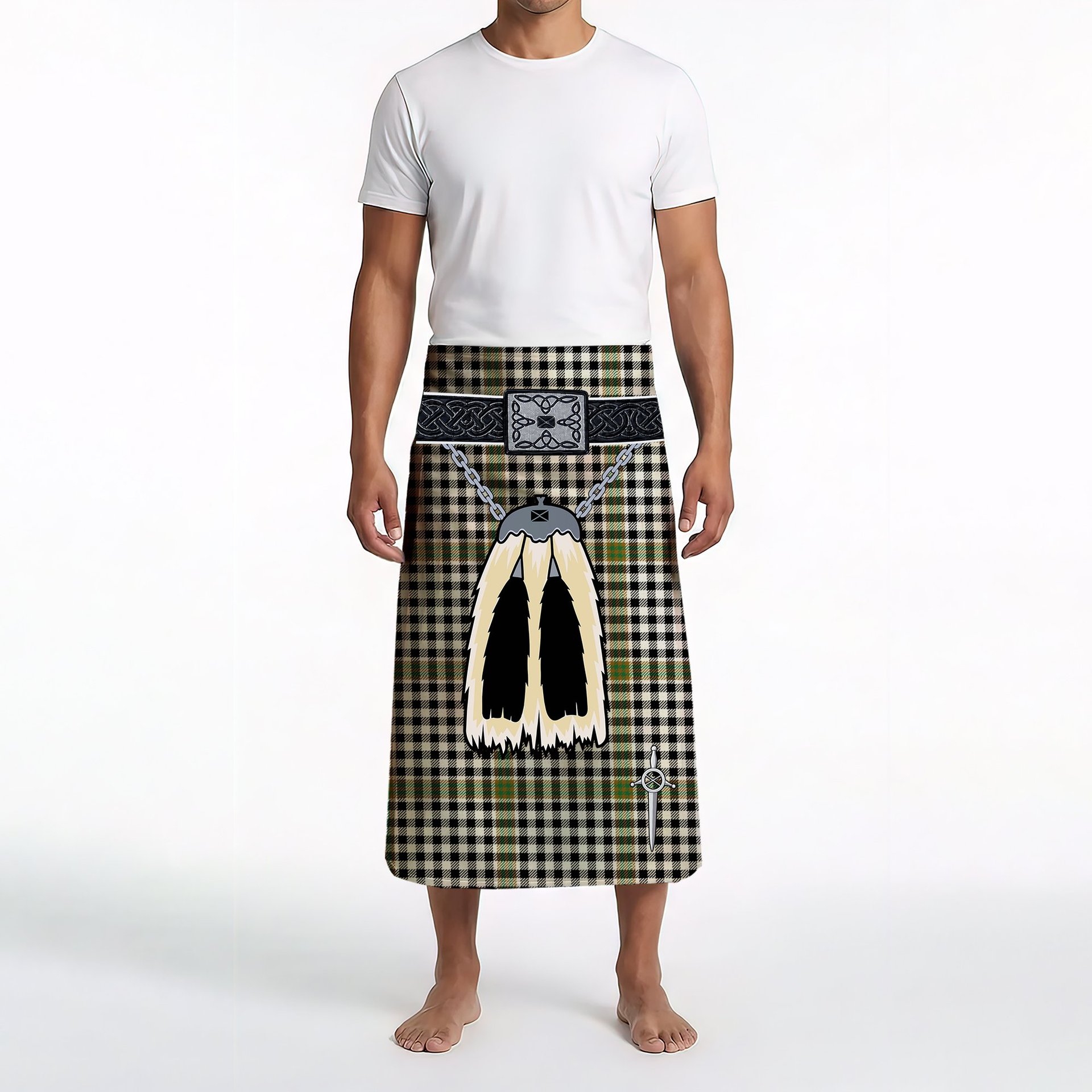 ScotsTee Shop Scottish Burns Check Ancient Clan Highland Kilt Sporran Tartan Beach Towel