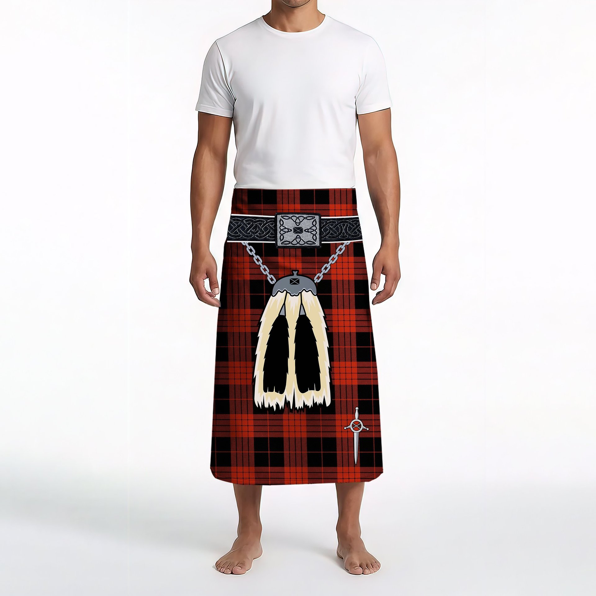 ScotsTee Shop Scottish Cameron Black and Red Ancient Clan Highland Kilt Sporran Tartan Beach Towel