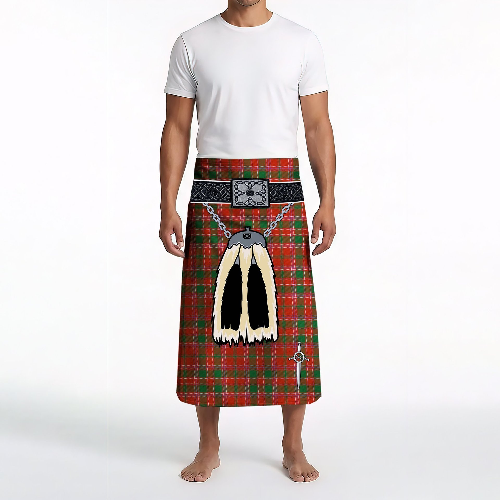 ScotsTee Shop Scottish Dalzell Ancient Clan Highland Kilt Sporran Tartan Beach Towel