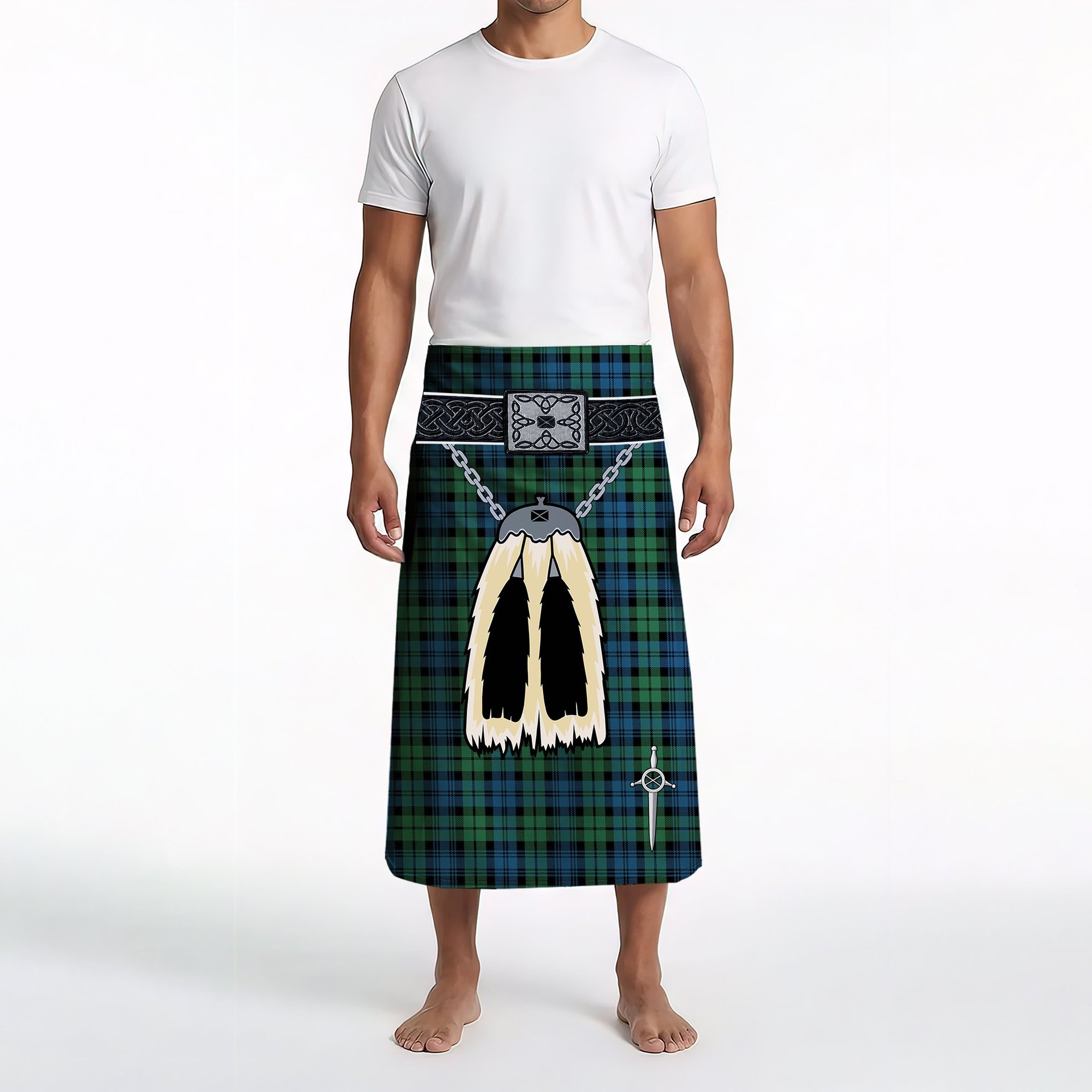 ScotsTee Shop Scottish Campbell Ancient 02 Clan Highland Kilt Sporran Tartan Beach Towel