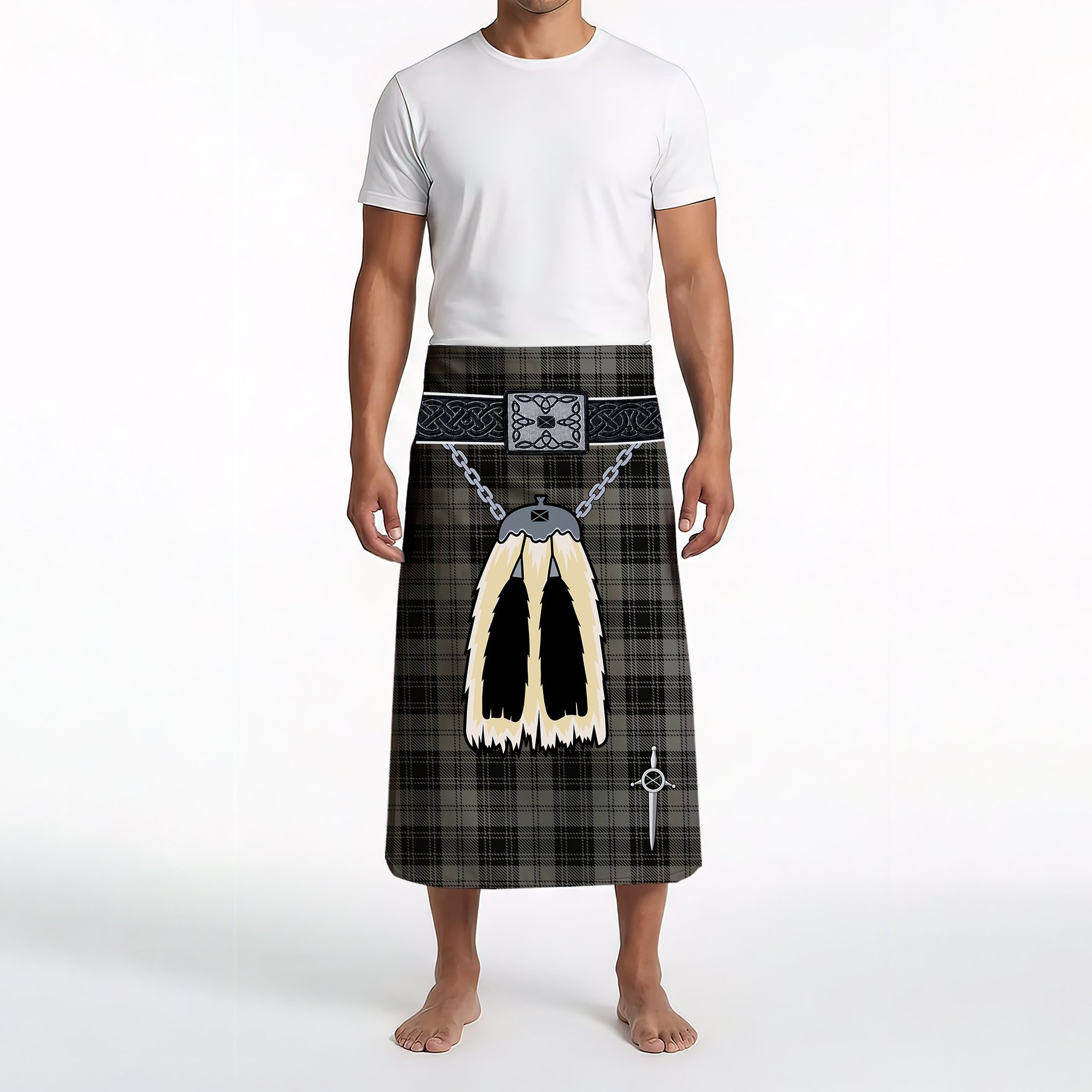 ScotsTee Shop Scottish Douglas Grey Clan Highland Kilt Sporran Tartan Beach Towel