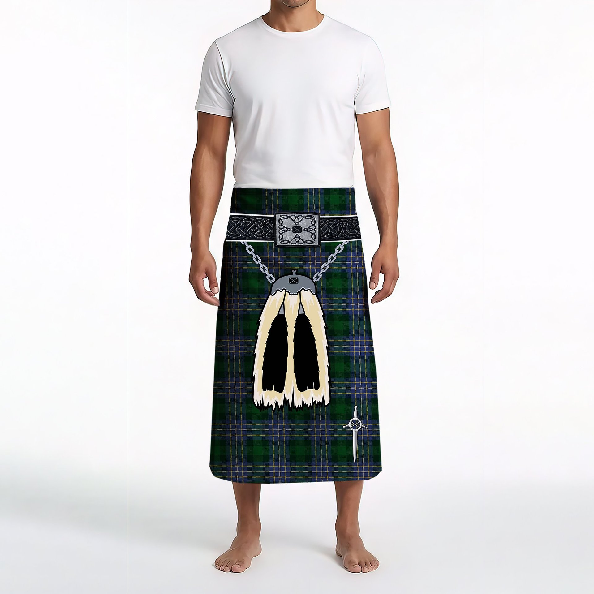 ScotsTee Shop Scottish Hughes Clan Highland Kilt Sporran Tartan Beach Towel