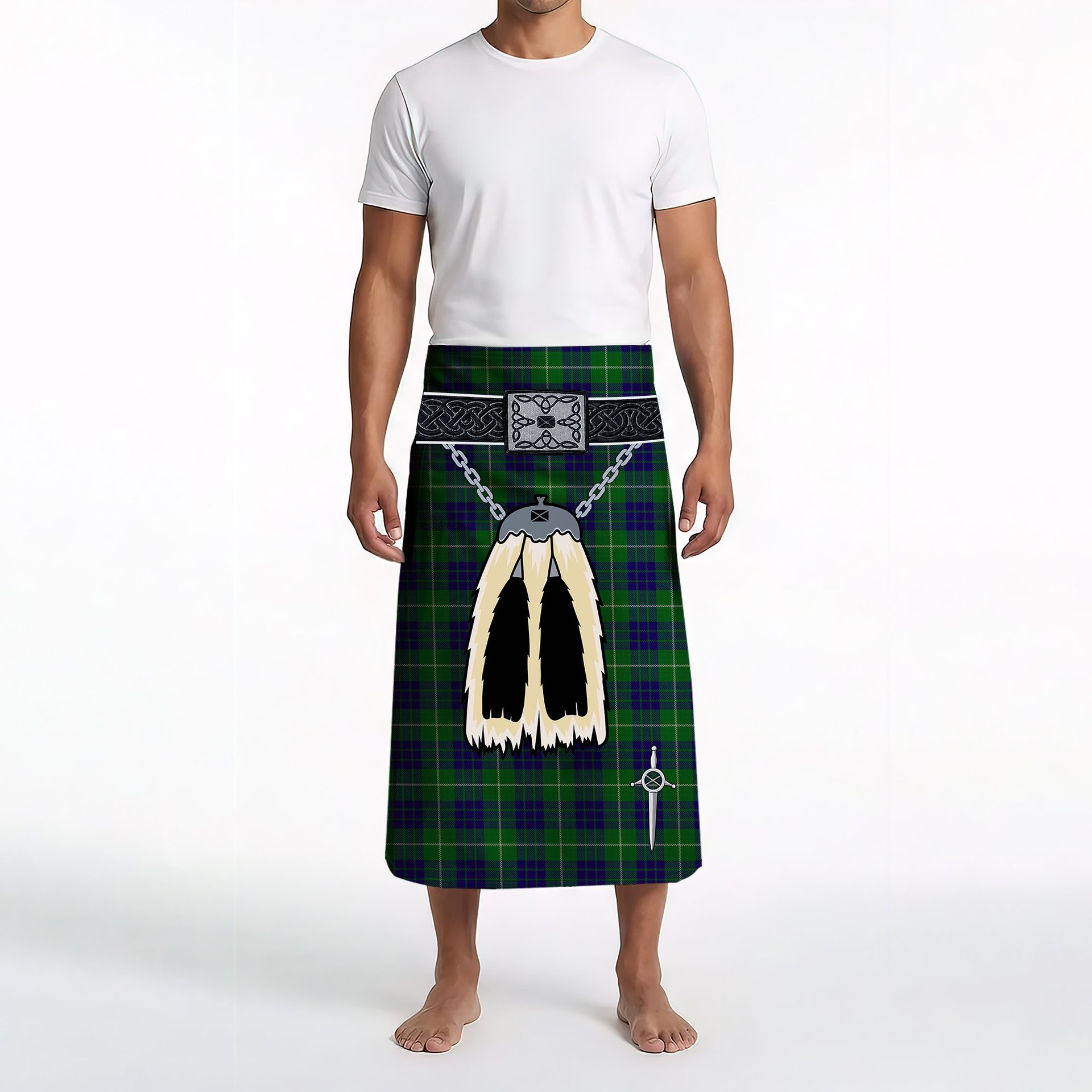 ScotsTee Shop Scottish Hamilton Green Hunting Clan Highland Kilt Sporran Tartan Beach Towel