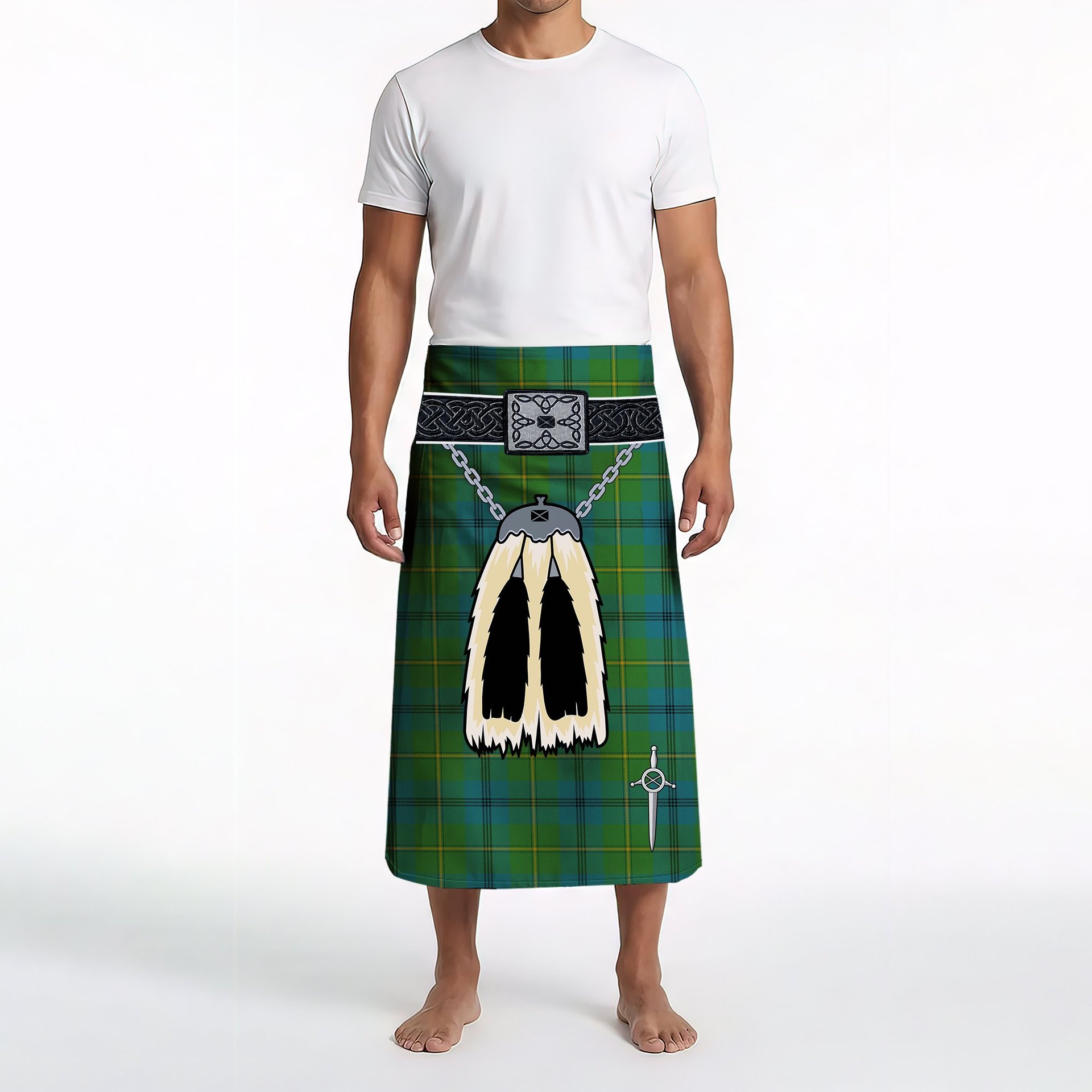 ScotsTee Shop Scottish Johnstone Ancient Clan Highland Kilt Sporran Tartan Beach Towel
