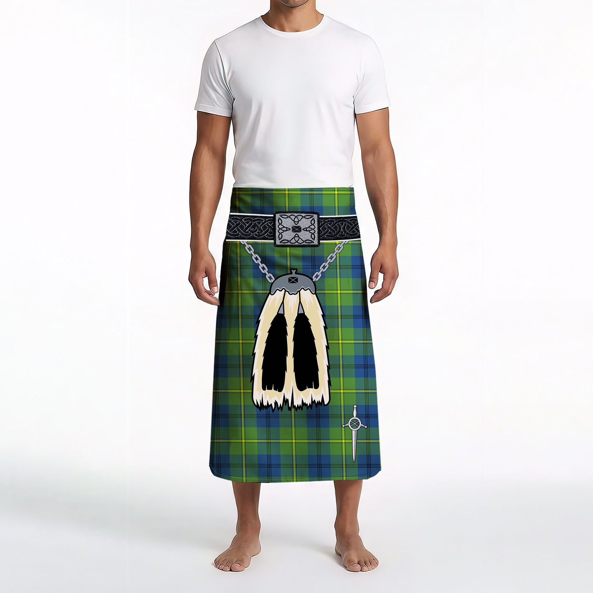 ScotsTee Shop Scottish Johnston Ancient Clan Highland Kilt Sporran Tartan Beach Towel