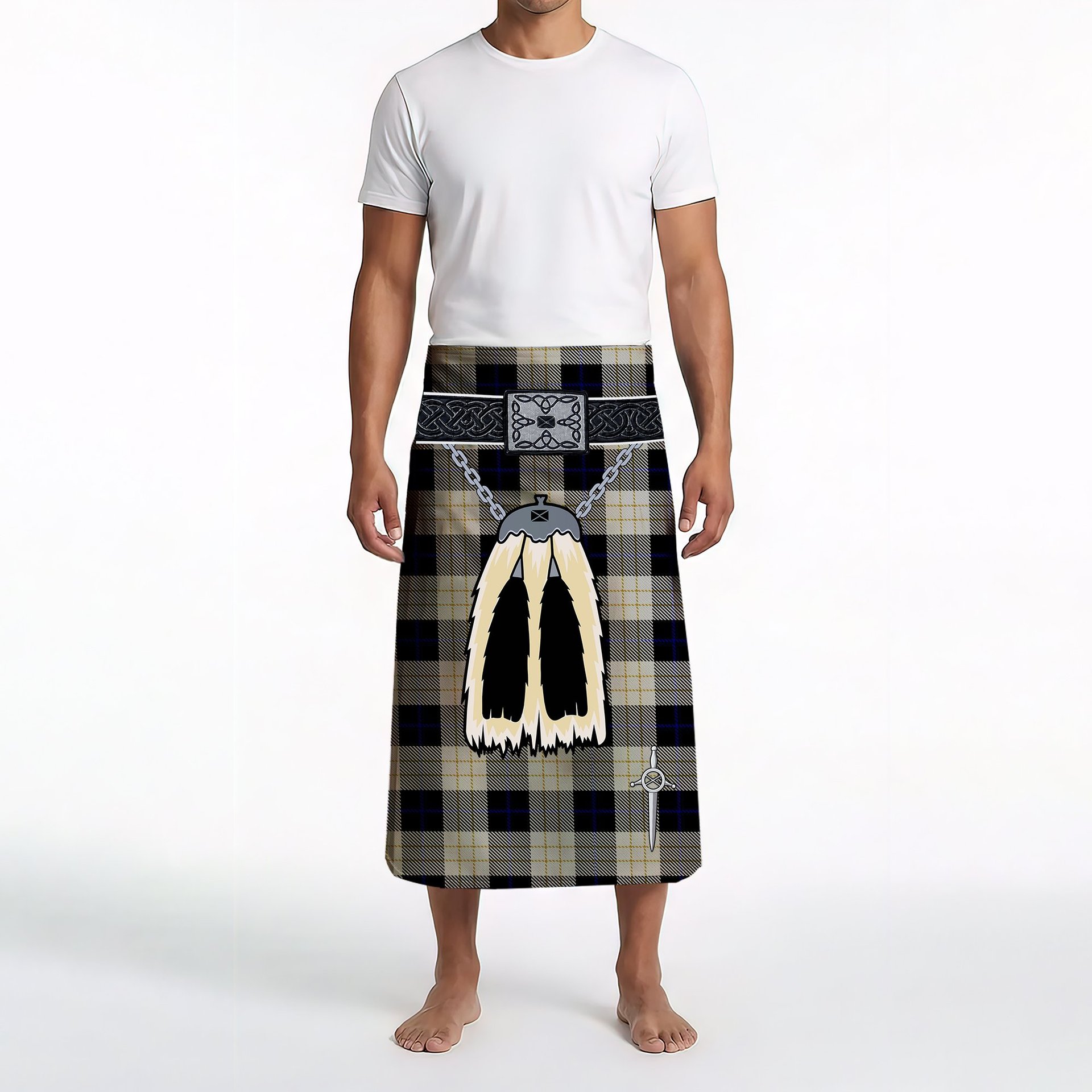 ScotsTee Shop Scottish Kennison Clan Highland Kilt Sporran Tartan Beach Towel
