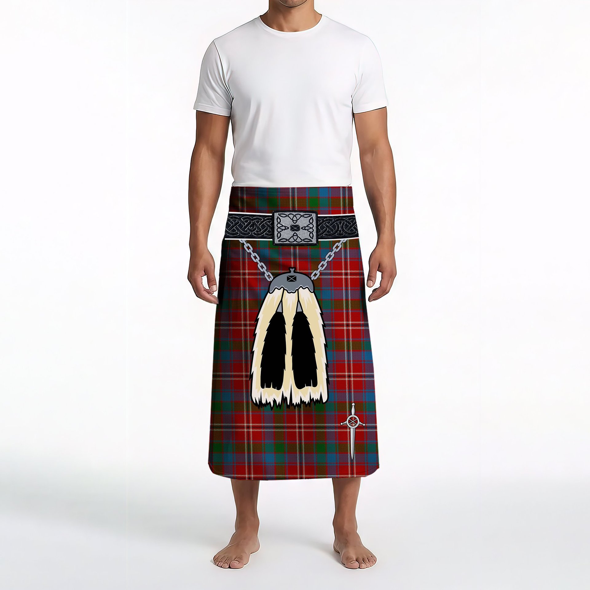 ScotsTee Shop Scottish Fitzgerald Red Clan Highland Kilt Sporran Tartan Beach Towel