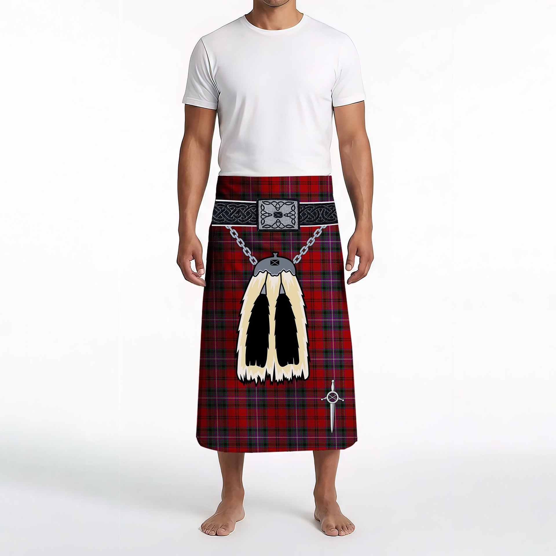 ScotsTee Shop Scottish Kelly of Sleat Red Clan Highland Kilt Sporran Tartan Beach Towel