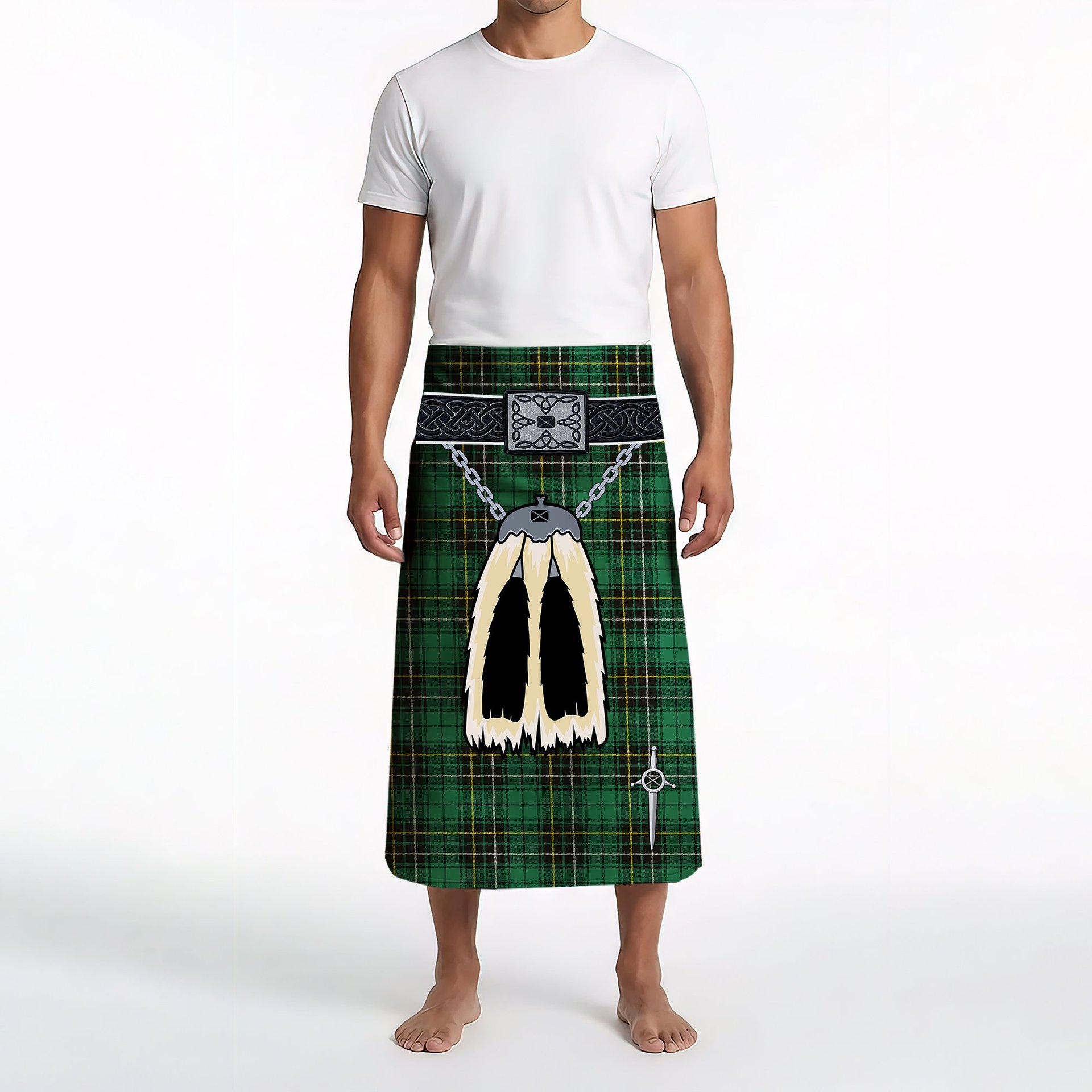 ScotsTee Shop Scottish MacAlpine Ancient Clan Highland Kilt Sporran Tartan Beach Towel