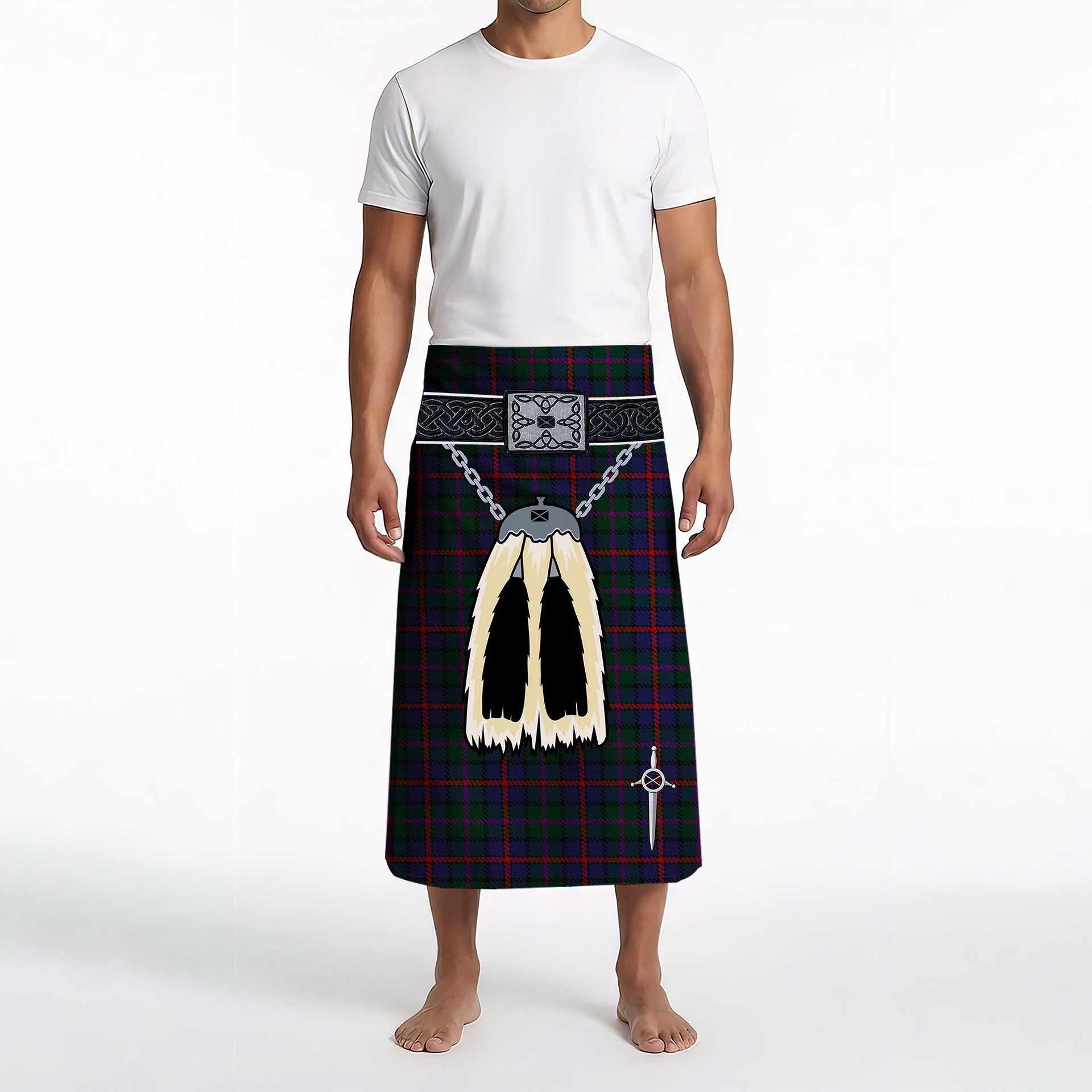 ScotsTee Shop Scottish MacCaughan or MacEachain Clan Highland Kilt Sporran Tartan Beach Towel