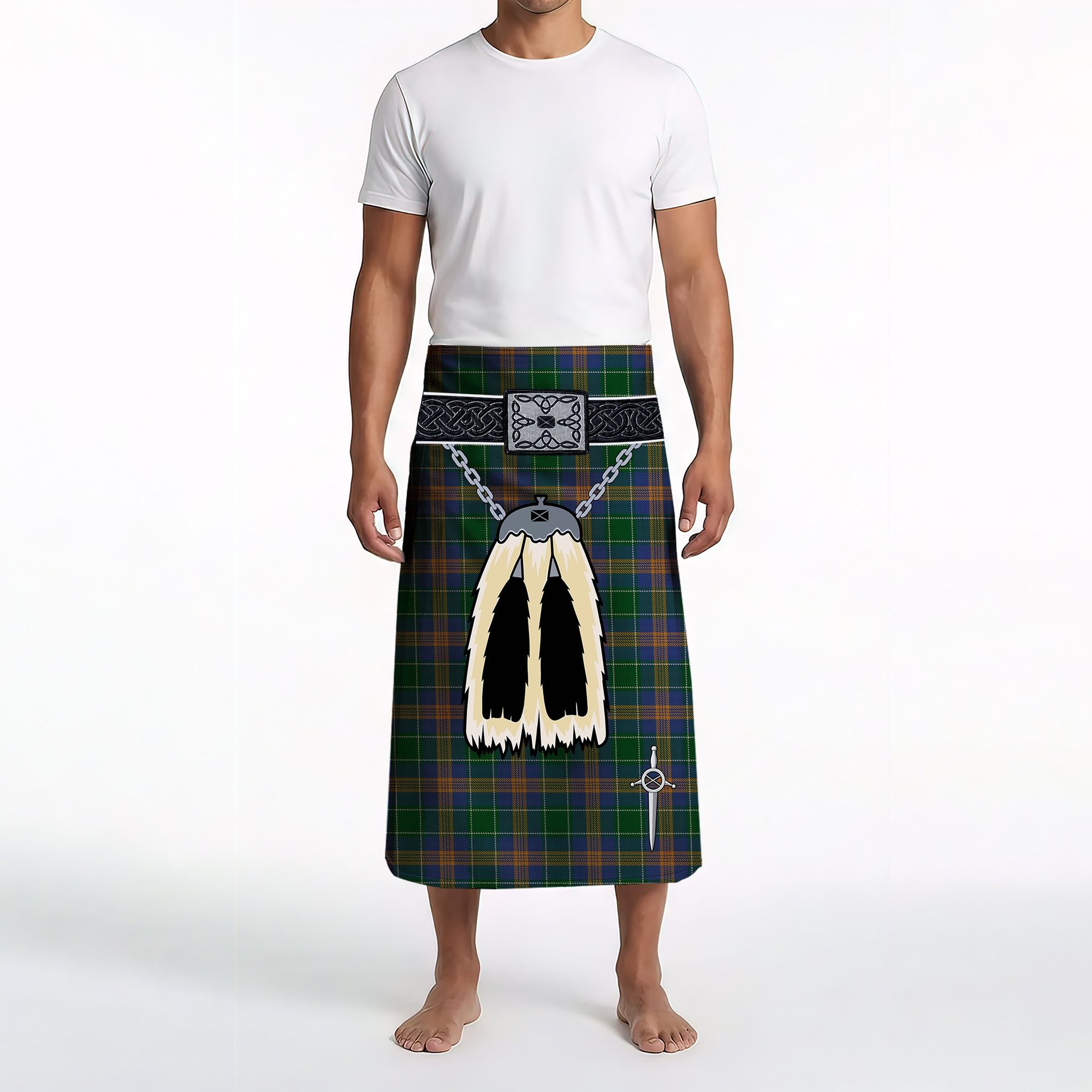 ScotsTee Shop Scottish MacAuliffe Clan Highland Kilt Sporran Tartan Beach Towel