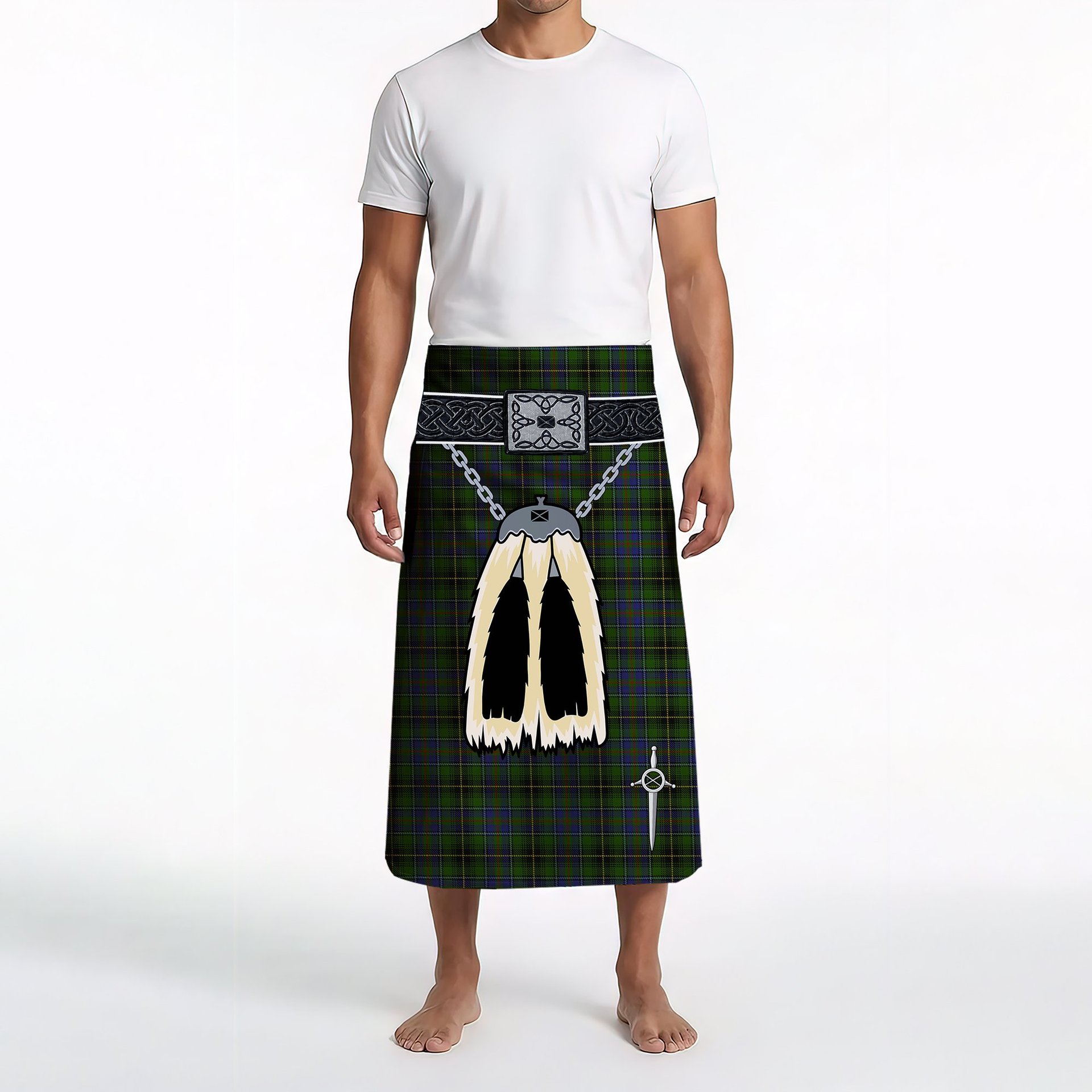 ScotsTee Shop Scottish MacInnes Clan Highland Kilt Sporran Tartan Beach Towel