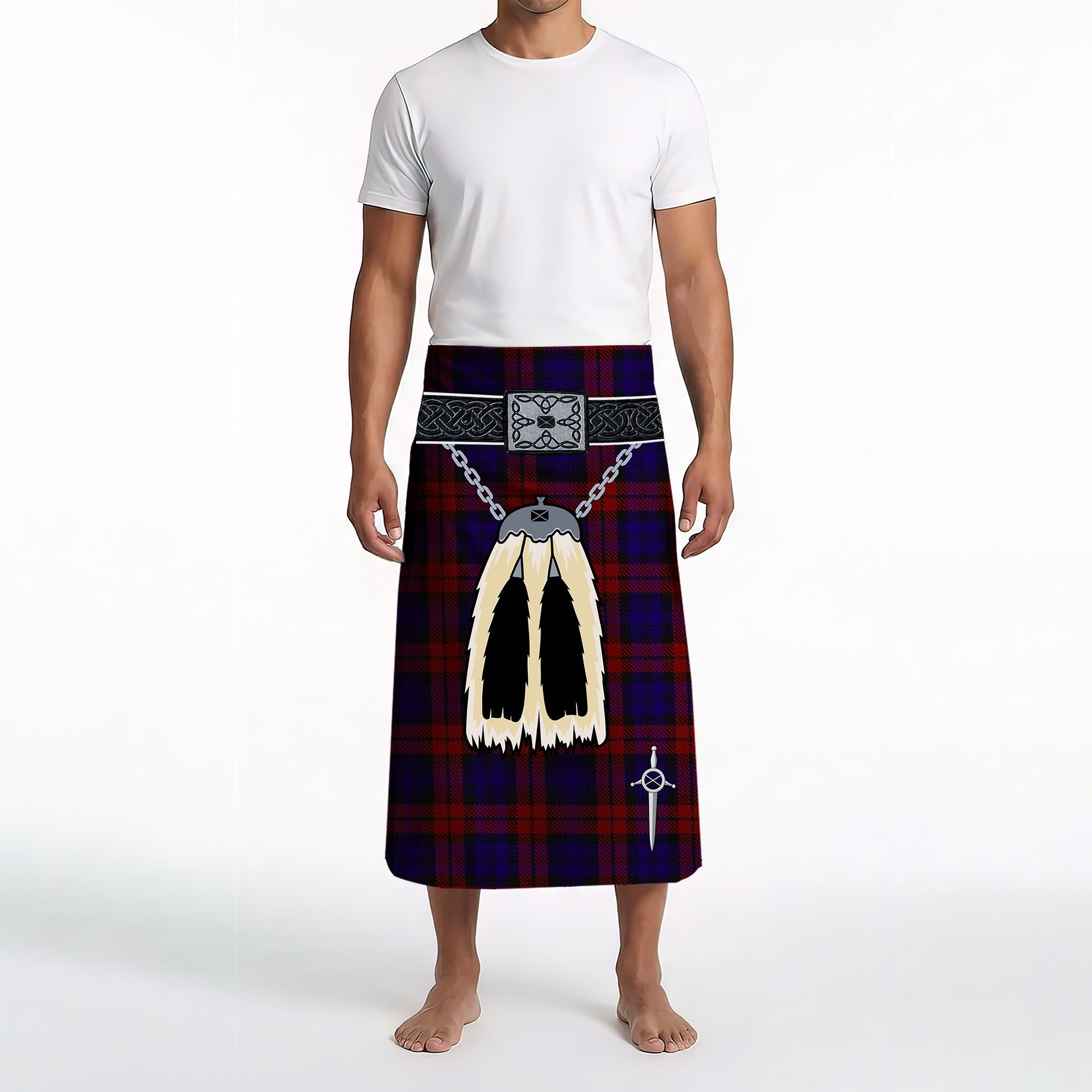 ScotsTee Shop Scottish MacDevitt Clan Highland Kilt Sporran Tartan Beach Towel