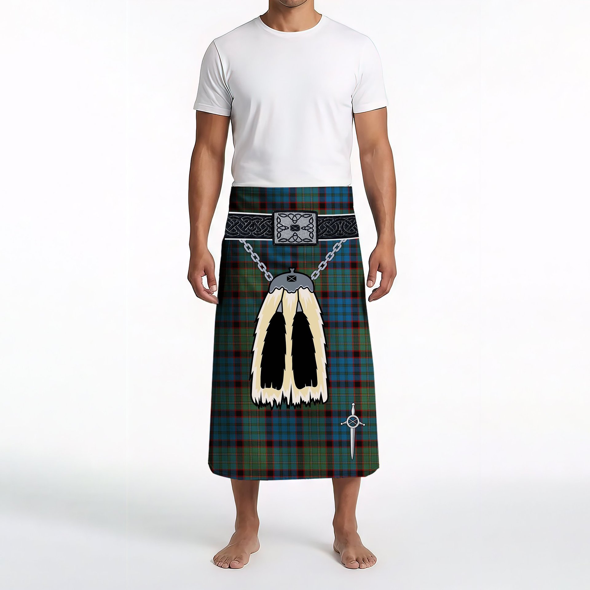 ScotsTee Shop Scottish MacNicol Hunting Clan Highland Kilt Sporran Tartan Beach Towel