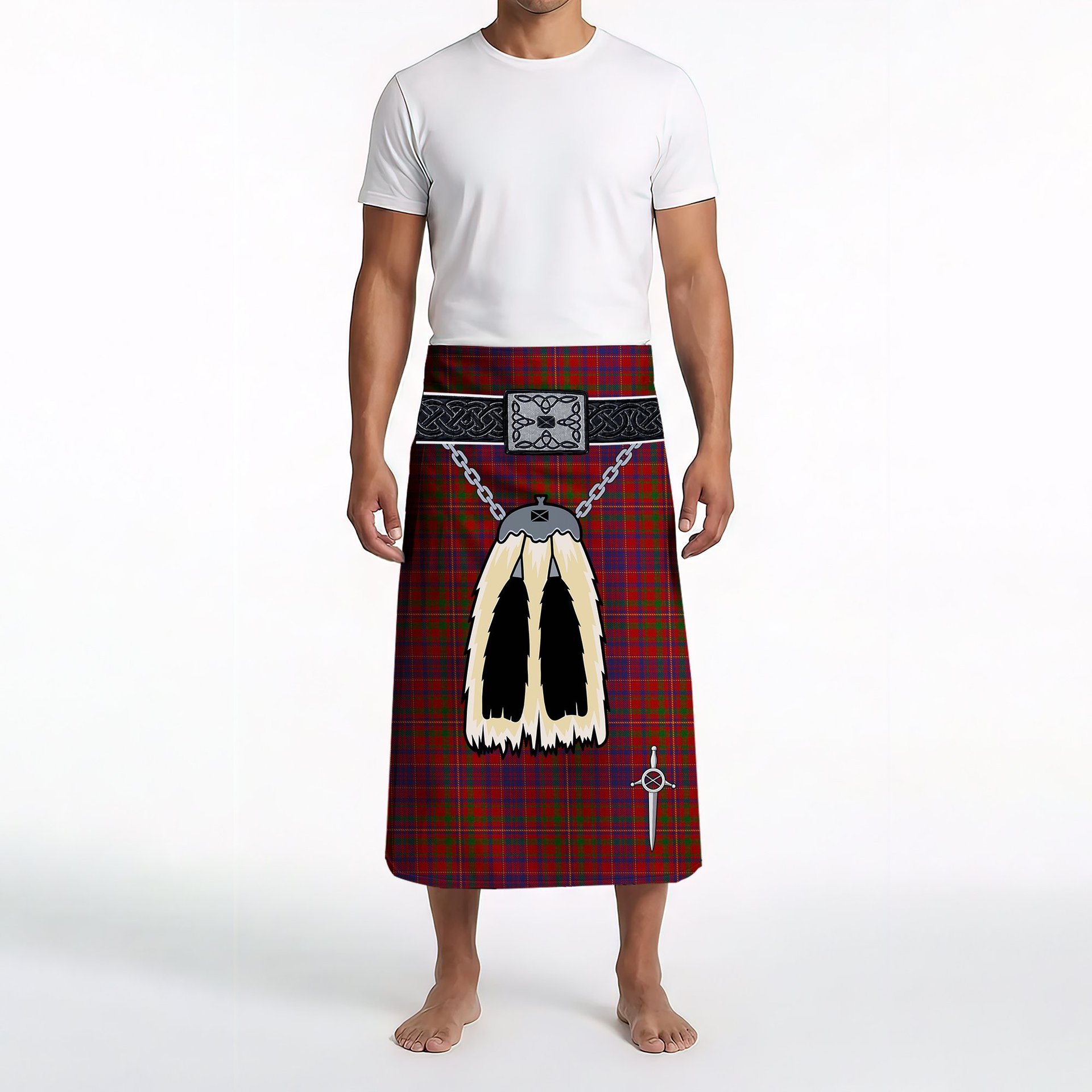 ScotsTee Shop Scottish MacLeod Red Clan Highland Kilt Sporran Tartan Beach Towel