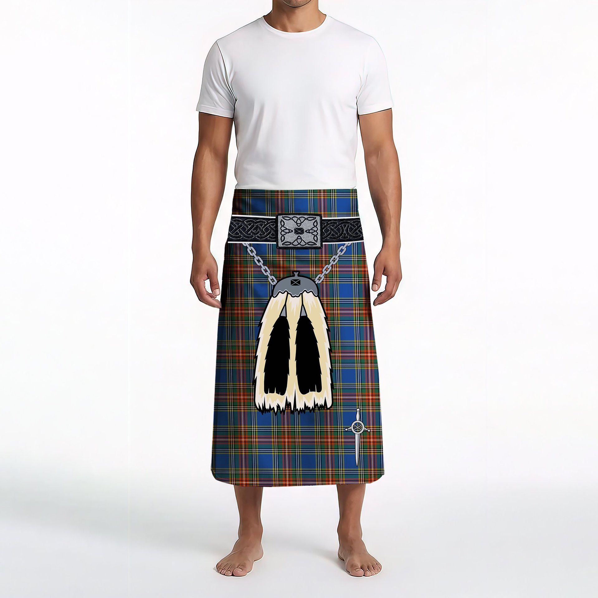 ScotsTee Shop Scottish MacBeth Ancient SC Clan Highland Kilt Sporran Tartan Beach Towel