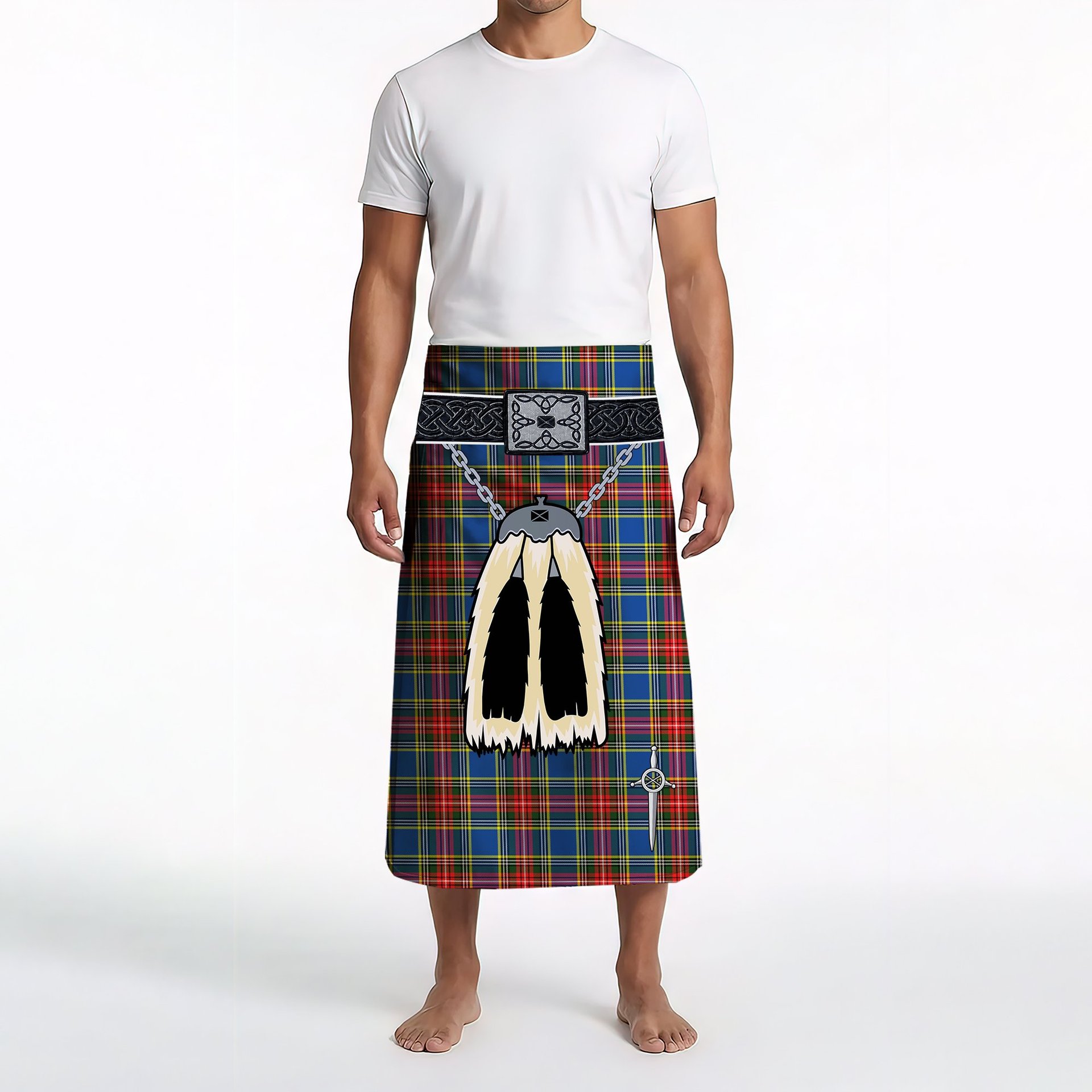 ScotsTee Shop Scottish MacBeth Modern SC Clan Highland Kilt Sporran Tartan Beach Towel