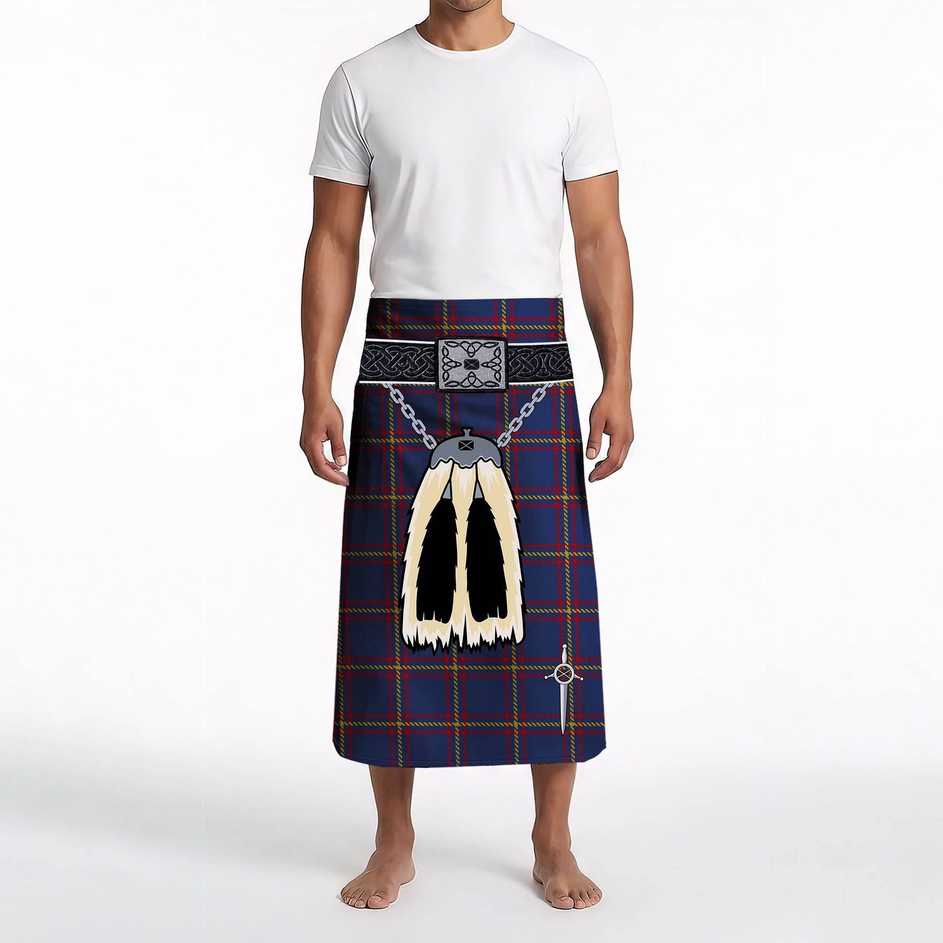 ScotsTee Shop Scottish MacLaine of Lochbuie Clan Highland Kilt Sporran Tartan Beach Towel