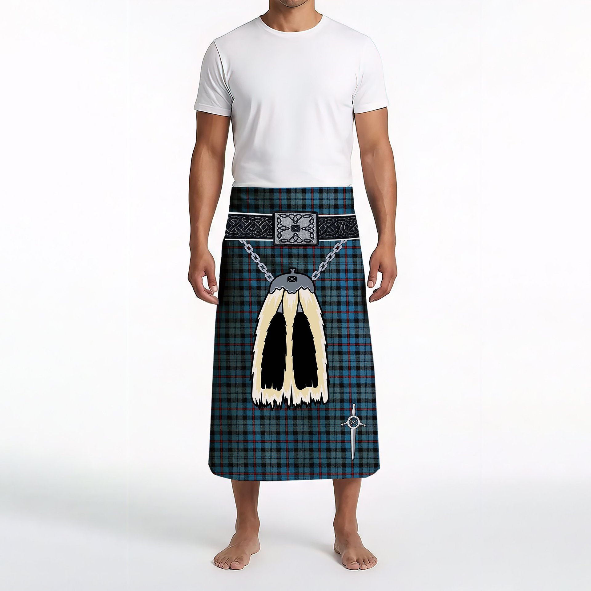 ScotsTee Shop Scottish MacCorquodale Clan Highland Kilt Sporran Tartan Beach Towel